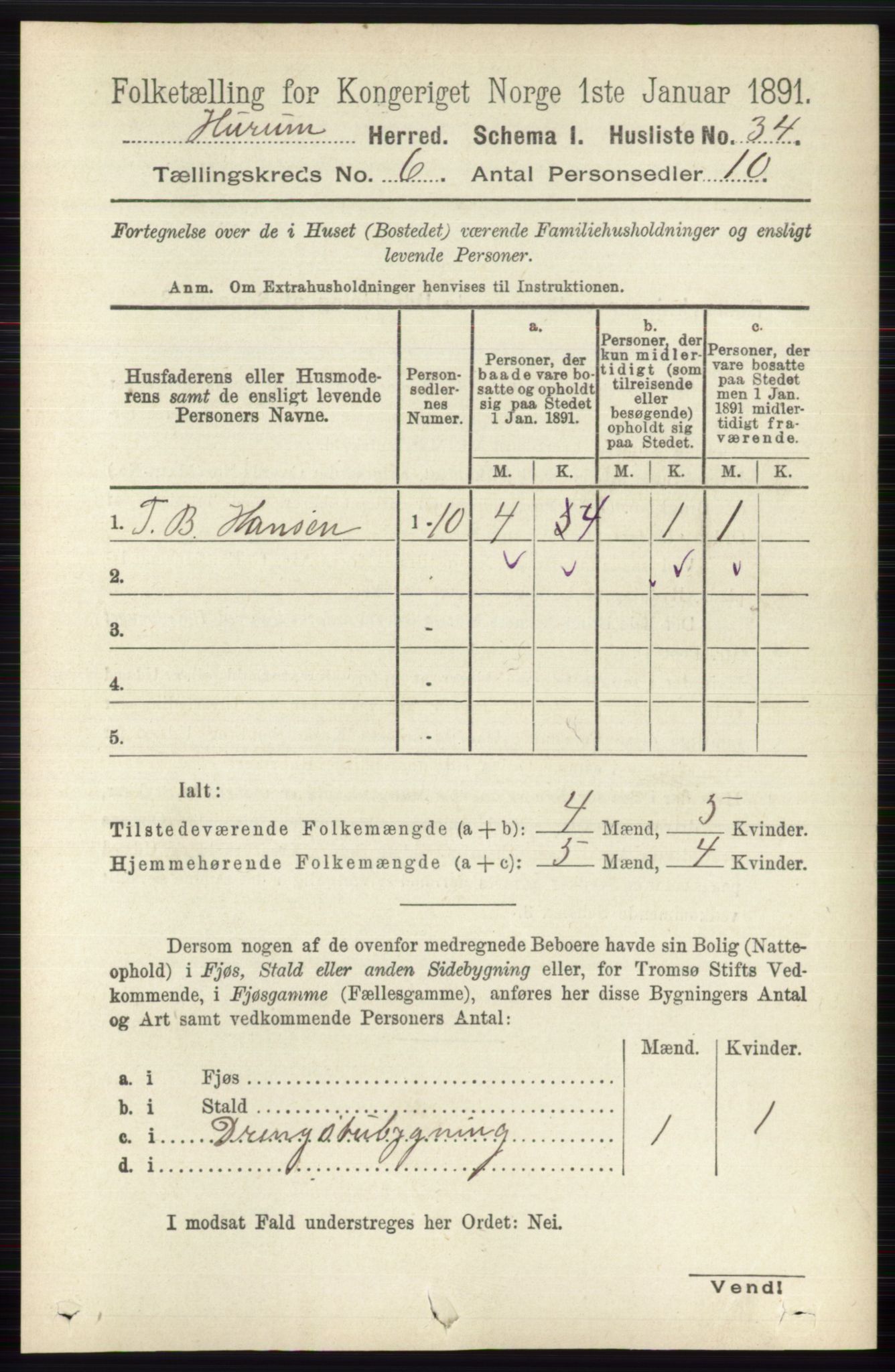 RA, 1891 census for 0628 Hurum, 1891, p. 1970