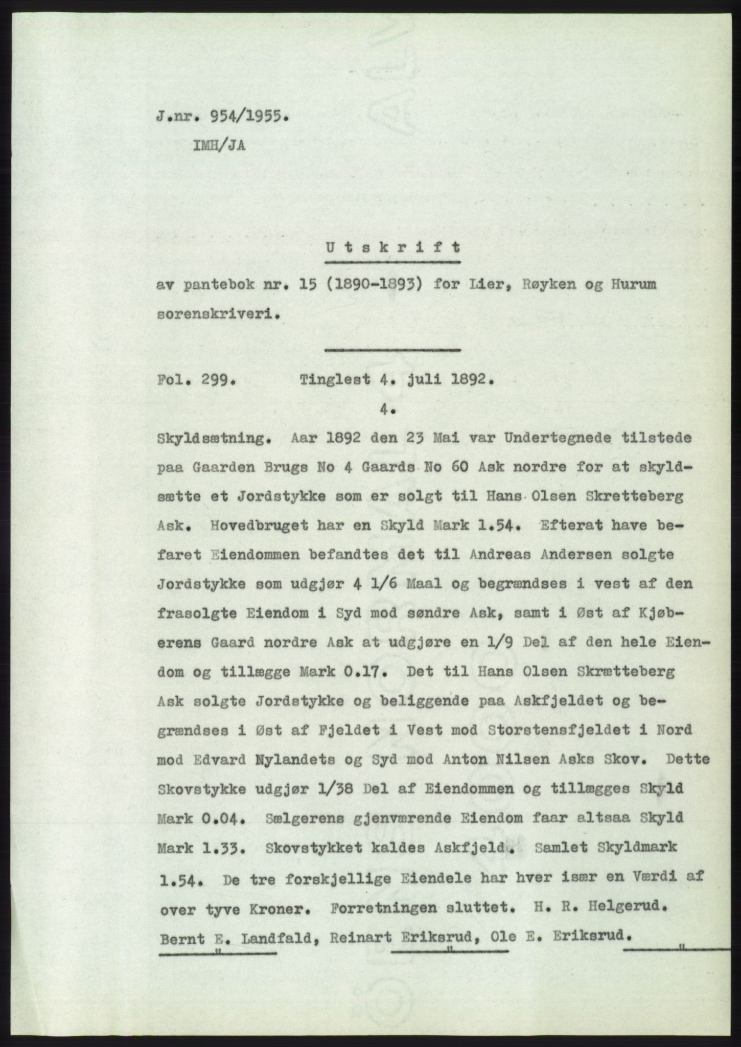 Statsarkivet i Kongsberg, SAKO/A-0001, 1955, p. 212