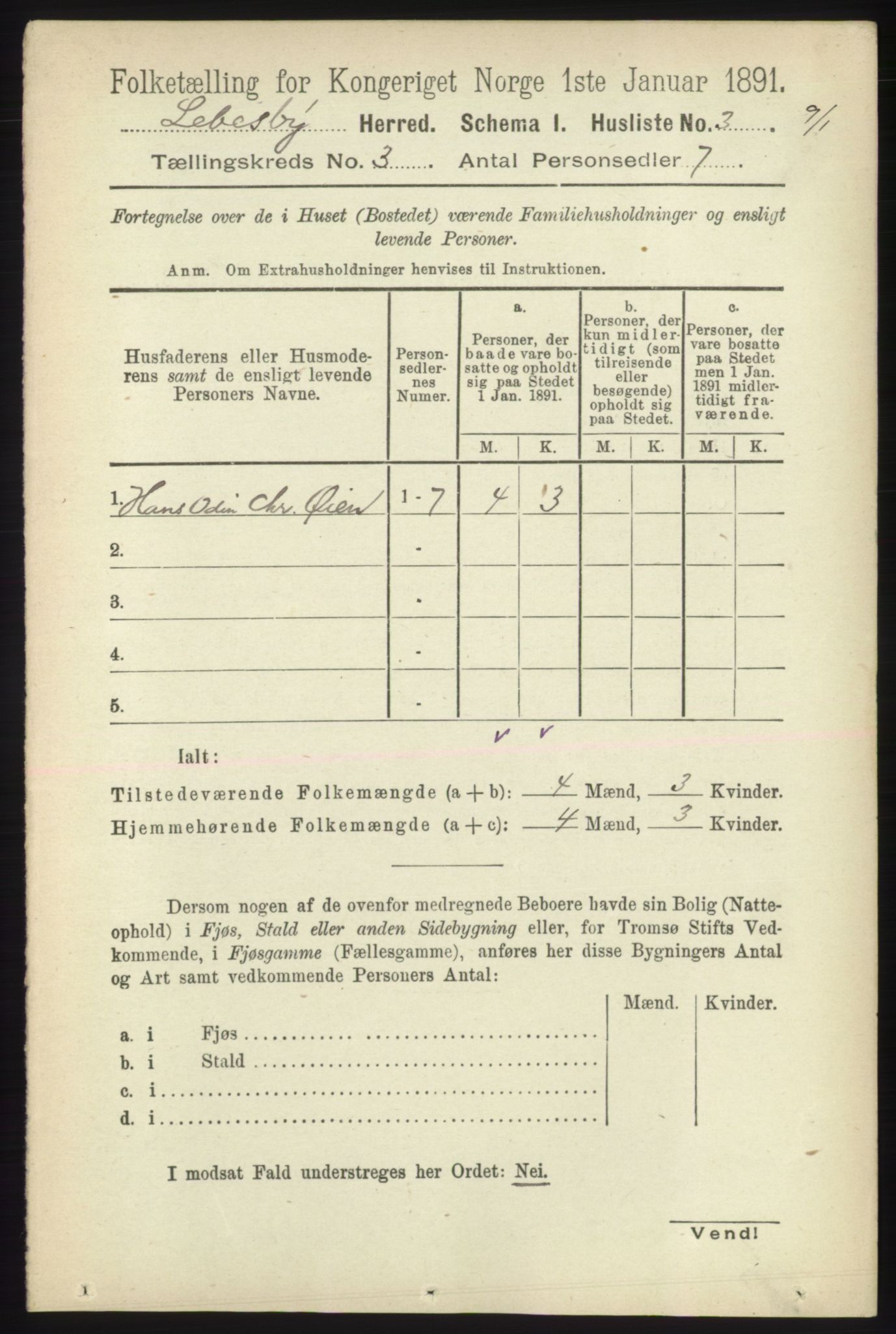 RA, 1891 census for 2022 Lebesby, 1891, p. 680