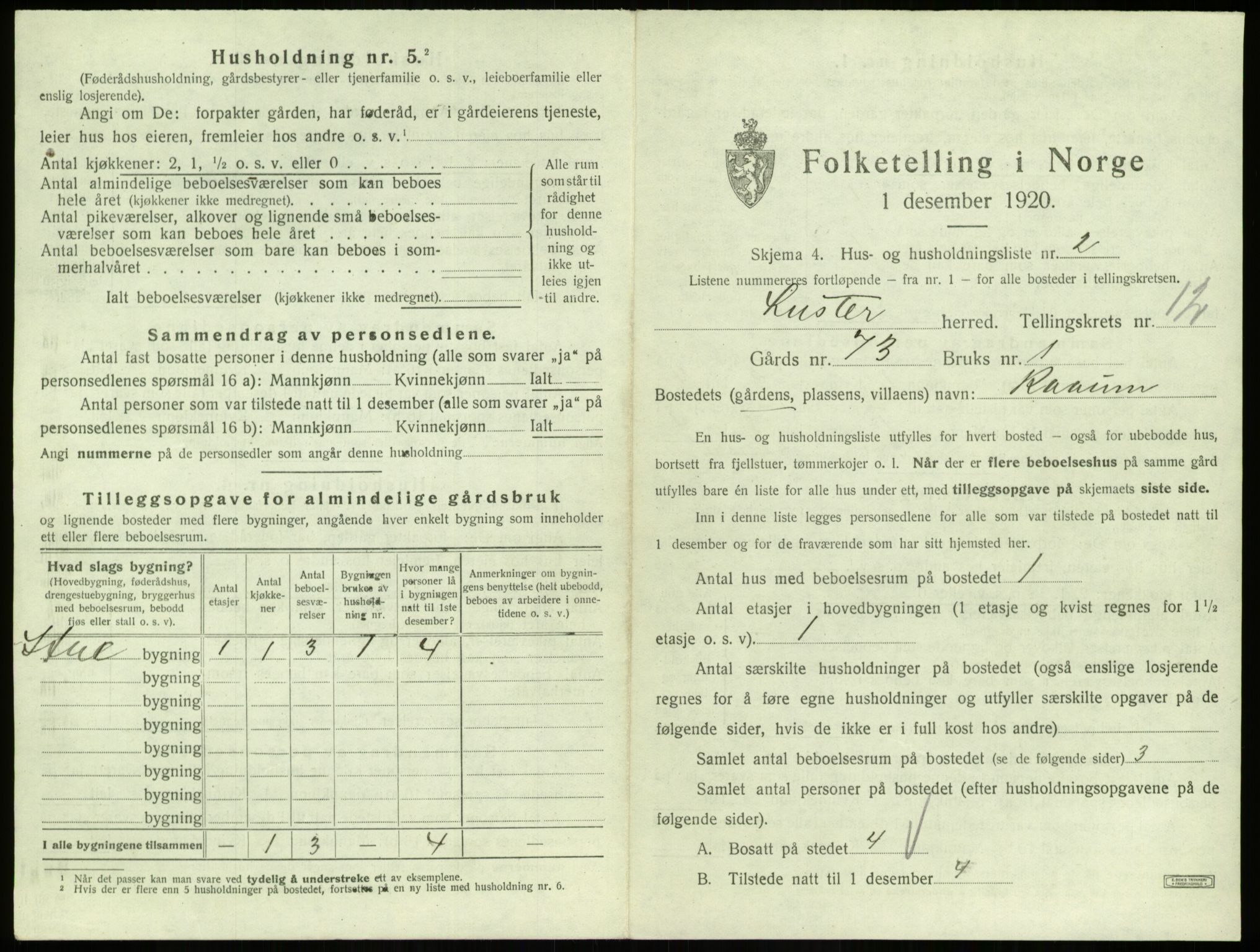 SAB, 1920 census for Luster, 1920, p. 1043