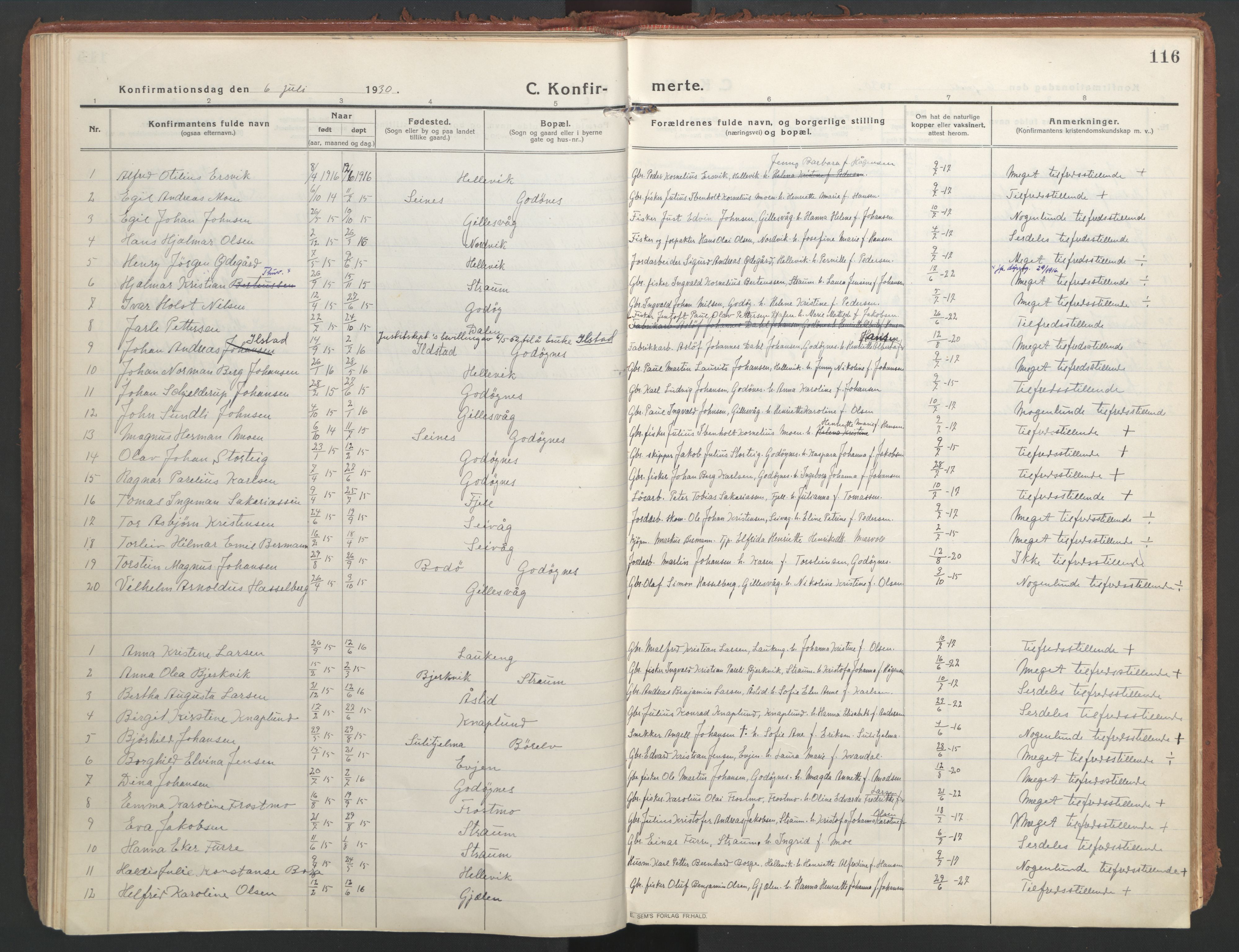 Ministerialprotokoller, klokkerbøker og fødselsregistre - Nordland, SAT/A-1459/804/L0086: Parish register (official) no. 804A07, 1916-1935, p. 116