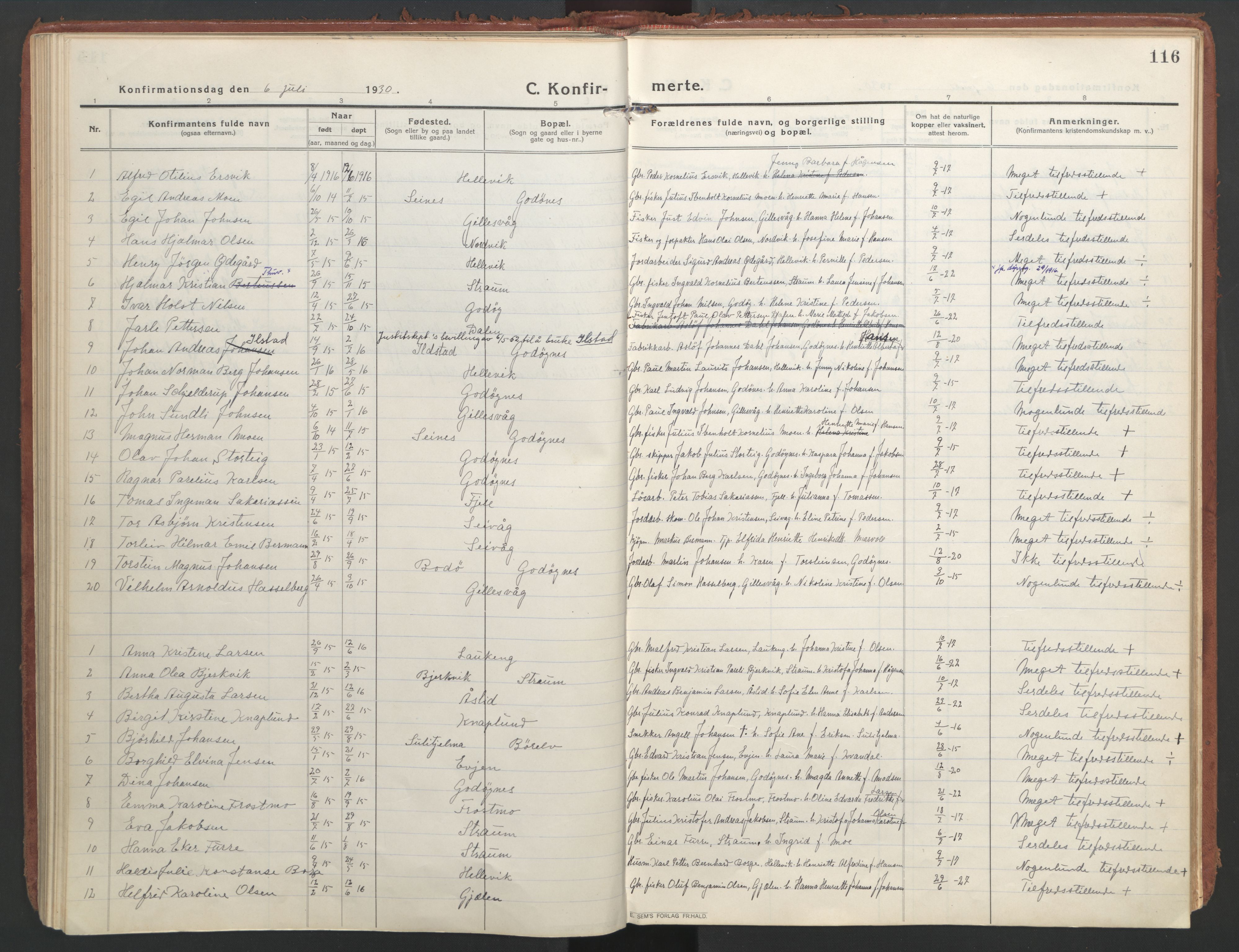 Ministerialprotokoller, klokkerbøker og fødselsregistre - Nordland, AV/SAT-A-1459/804/L0086: Parish register (official) no. 804A07, 1916-1935, p. 116