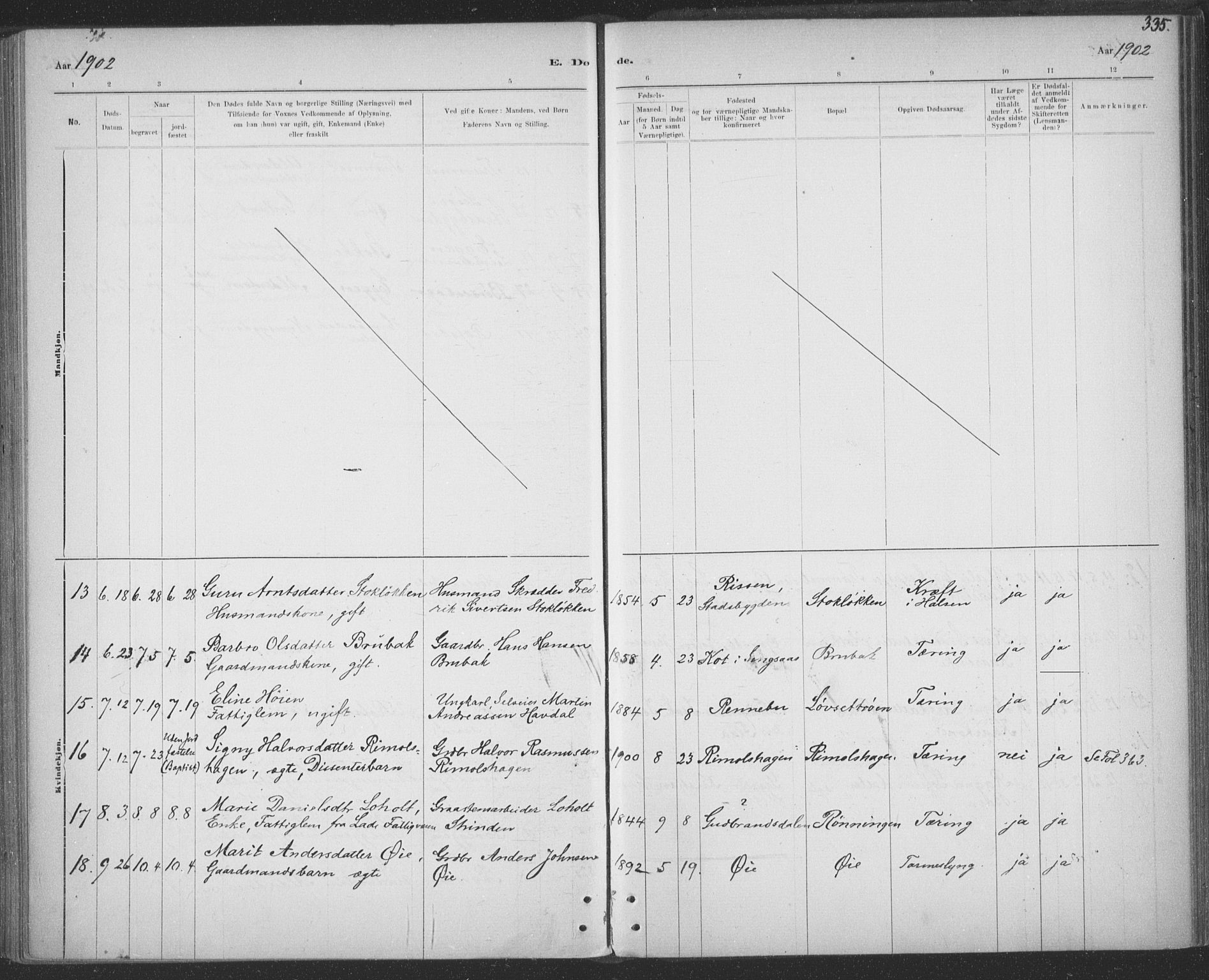 Ministerialprotokoller, klokkerbøker og fødselsregistre - Sør-Trøndelag, AV/SAT-A-1456/691/L1085: Parish register (official) no. 691A17, 1887-1908, p. 335