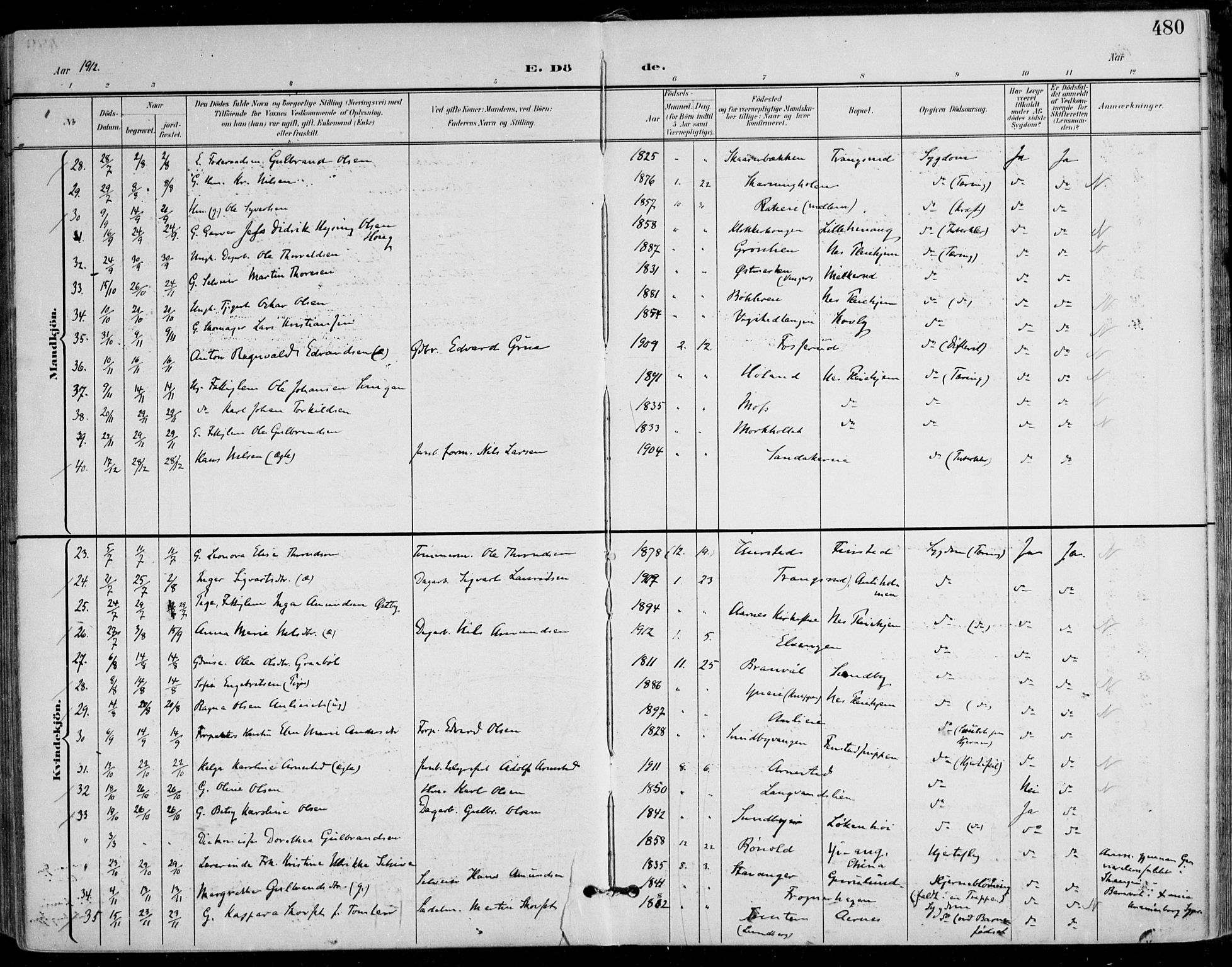 Nes prestekontor Kirkebøker, AV/SAO-A-10410/F/Fa/L0011: Parish register (official) no. I 11, 1899-1918, p. 480