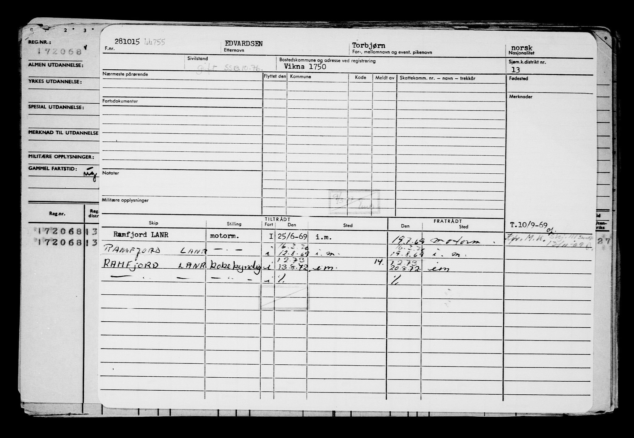 Direktoratet for sjømenn, AV/RA-S-3545/G/Gb/L0134: Hovedkort, 1915, p. 231