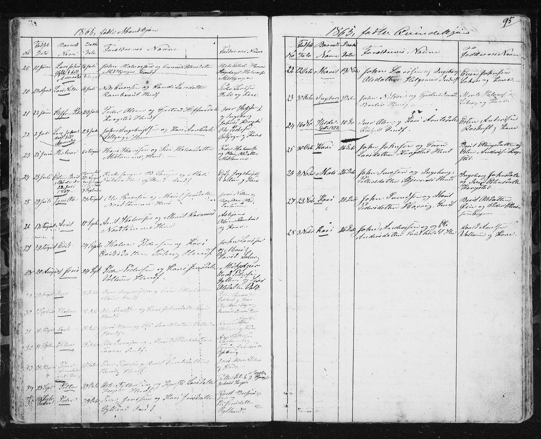 Ministerialprotokoller, klokkerbøker og fødselsregistre - Sør-Trøndelag, AV/SAT-A-1456/692/L1110: Parish register (copy) no. 692C05, 1849-1889, p. 95