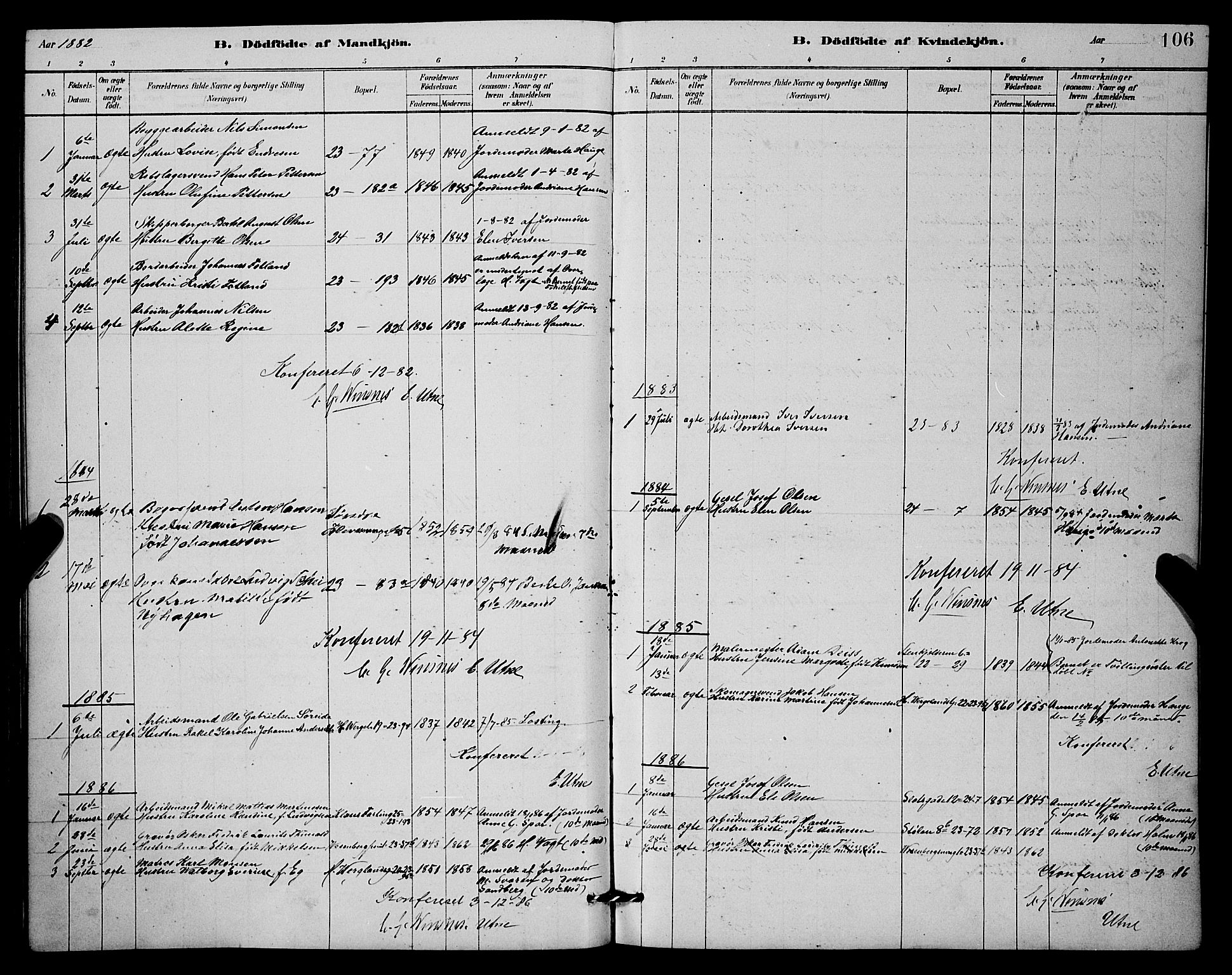 Mariakirken Sokneprestembete, AV/SAB-A-76901/H/Hab/L0004: Parish register (copy) no. A 4, 1878-1892, p. 106