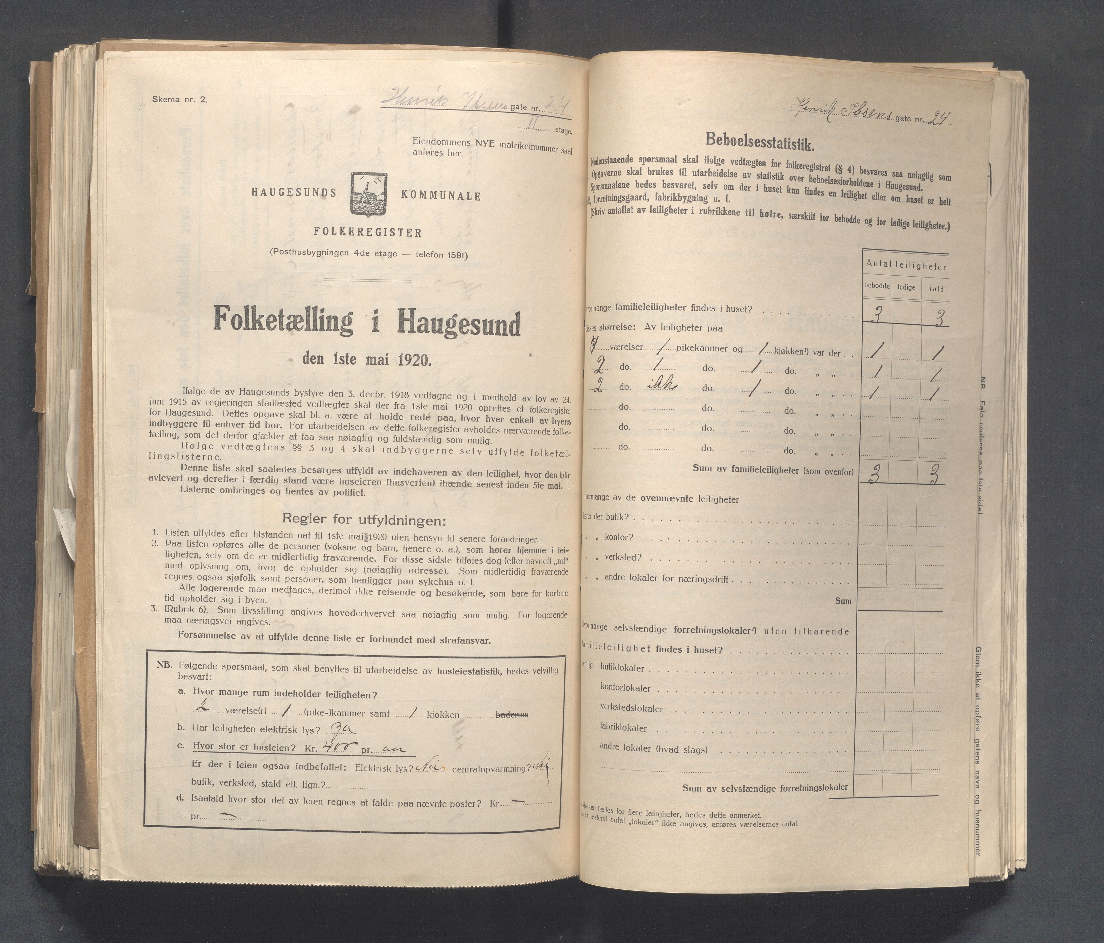 IKAR, Local census 1.5.1920 for Haugesund, 1920, p. 1407