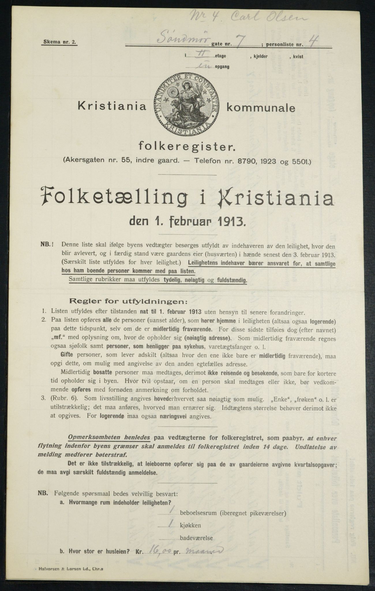 OBA, Municipal Census 1913 for Kristiania, 1913, p. 104833