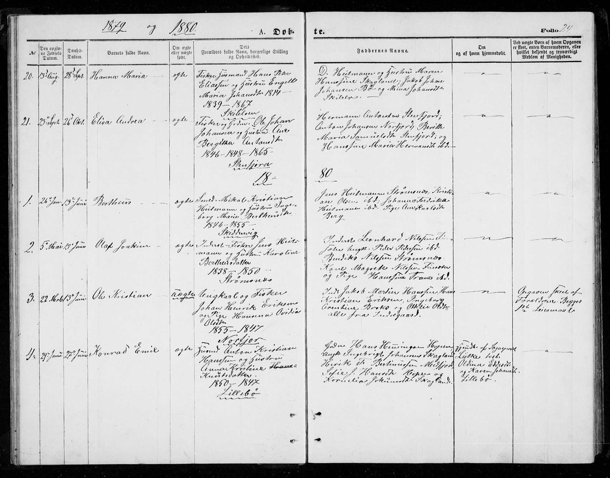 Berg sokneprestkontor, AV/SATØ-S-1318/G/Ga/Gab/L0003klokker: Parish register (copy) no. 3, 1874-1886, p. 24