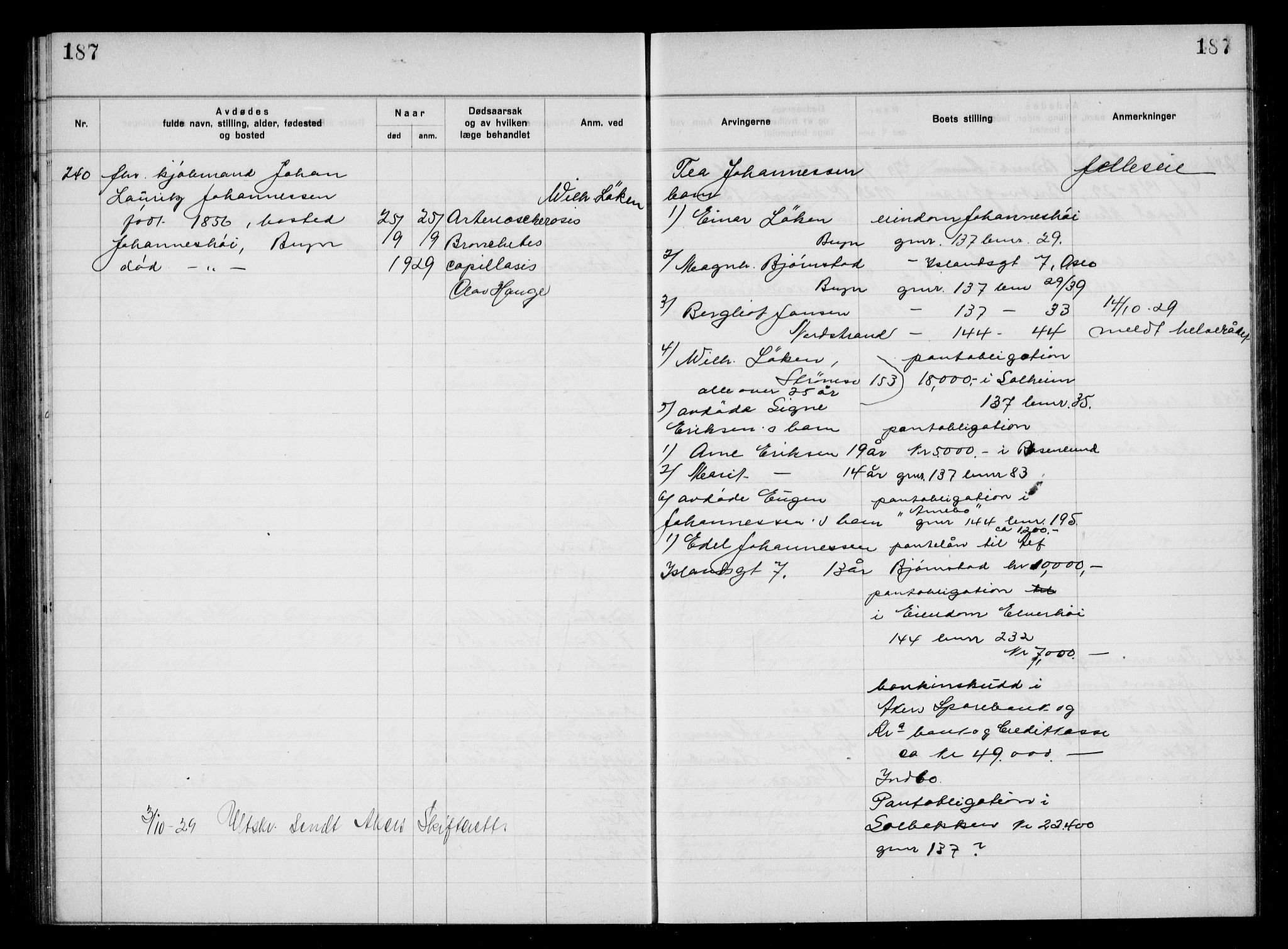 Aker kriminaldommer, skifte- og auksjonsforvalterembete, AV/SAO-A-10452/H/Hb/Hba/Hbac/L0002: Dødsfallsprotokoll for Østre Aker, 1927-1931, p. 187