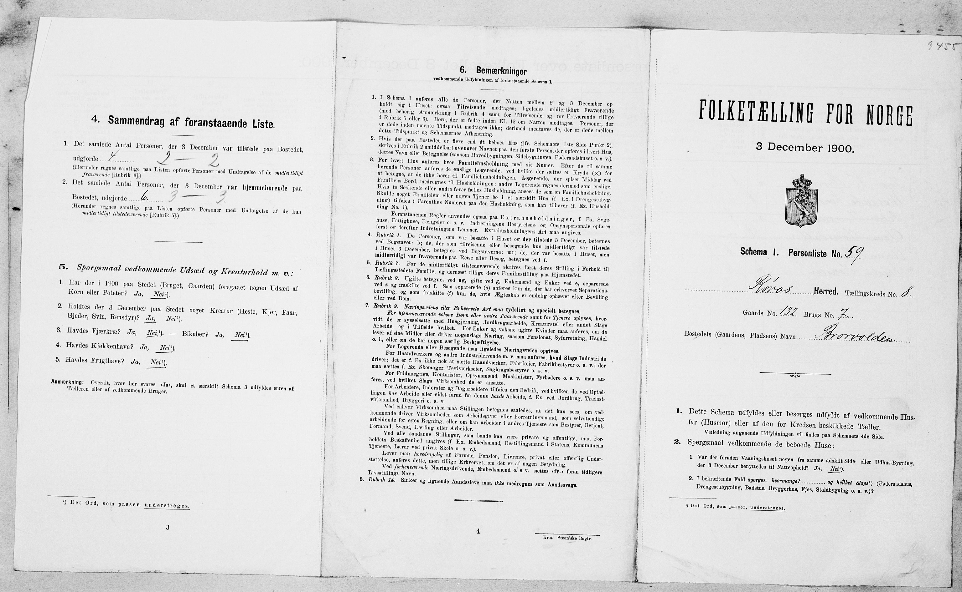 SAT, 1900 census for Røros, 1900, p. 1014