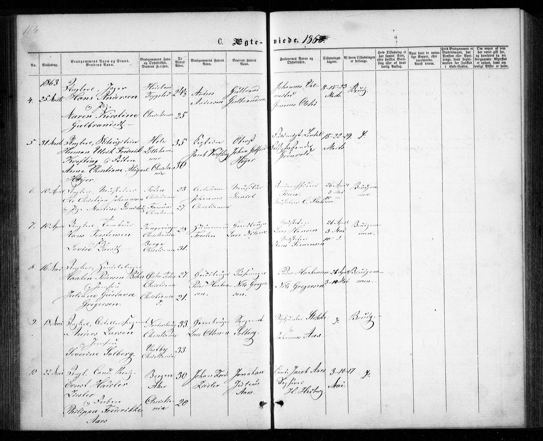 Garnisonsmenigheten Kirkebøker, SAO/A-10846/G/Ga/L0006: Parish register (copy) no. 6, 1860-1880, p. 166