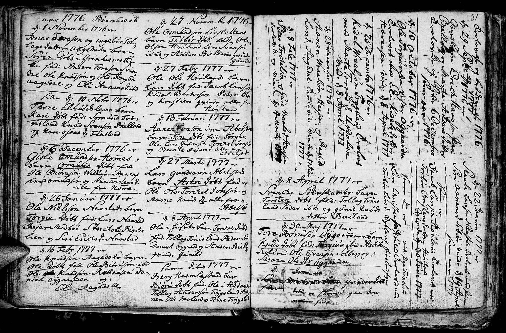 Bjelland sokneprestkontor, AV/SAK-1111-0005/F/Fb/Fba/L0002: Parish register (copy) no. B 2, 1753-1792, p. 31