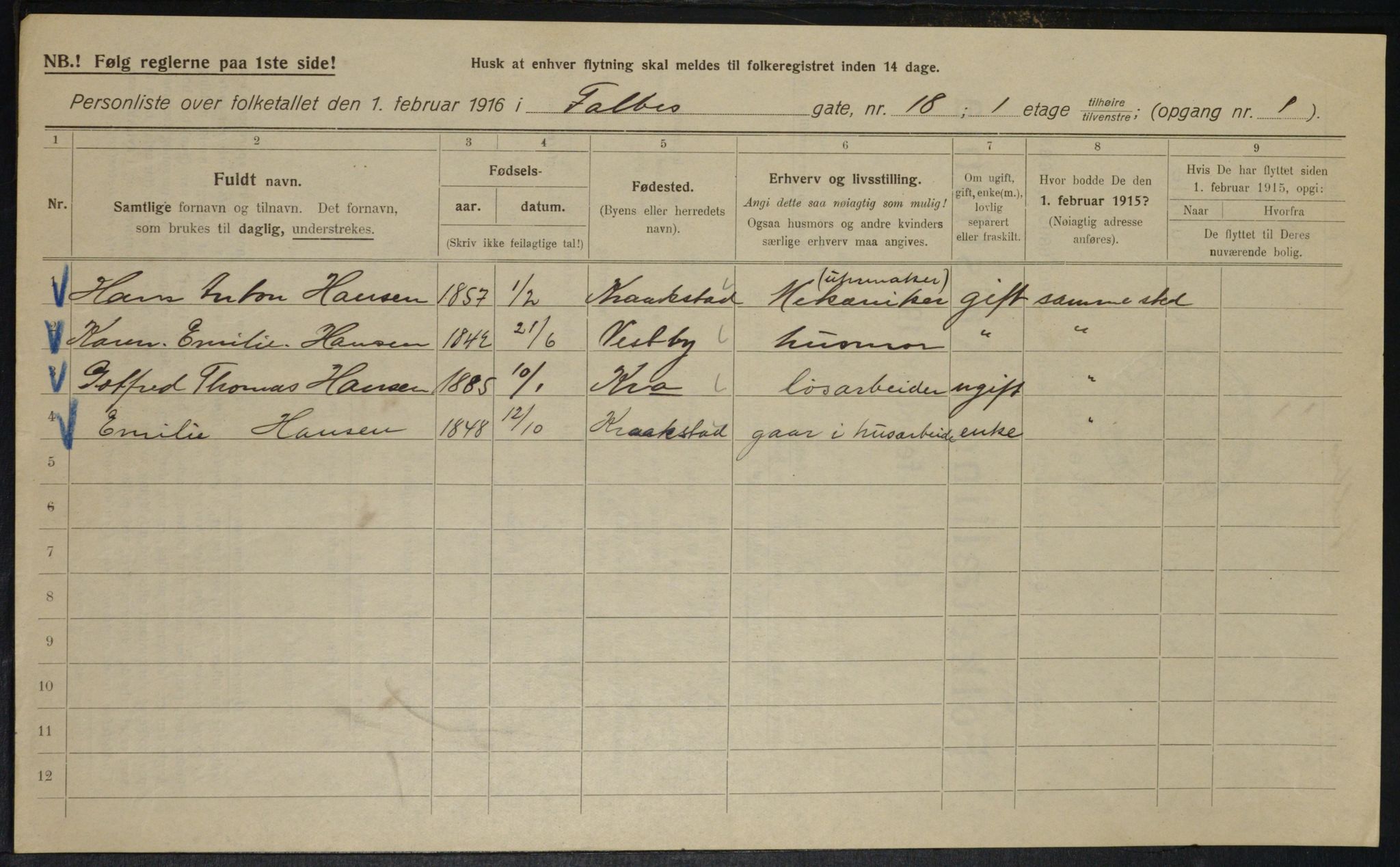 OBA, Municipal Census 1916 for Kristiania, 1916, p. 23628