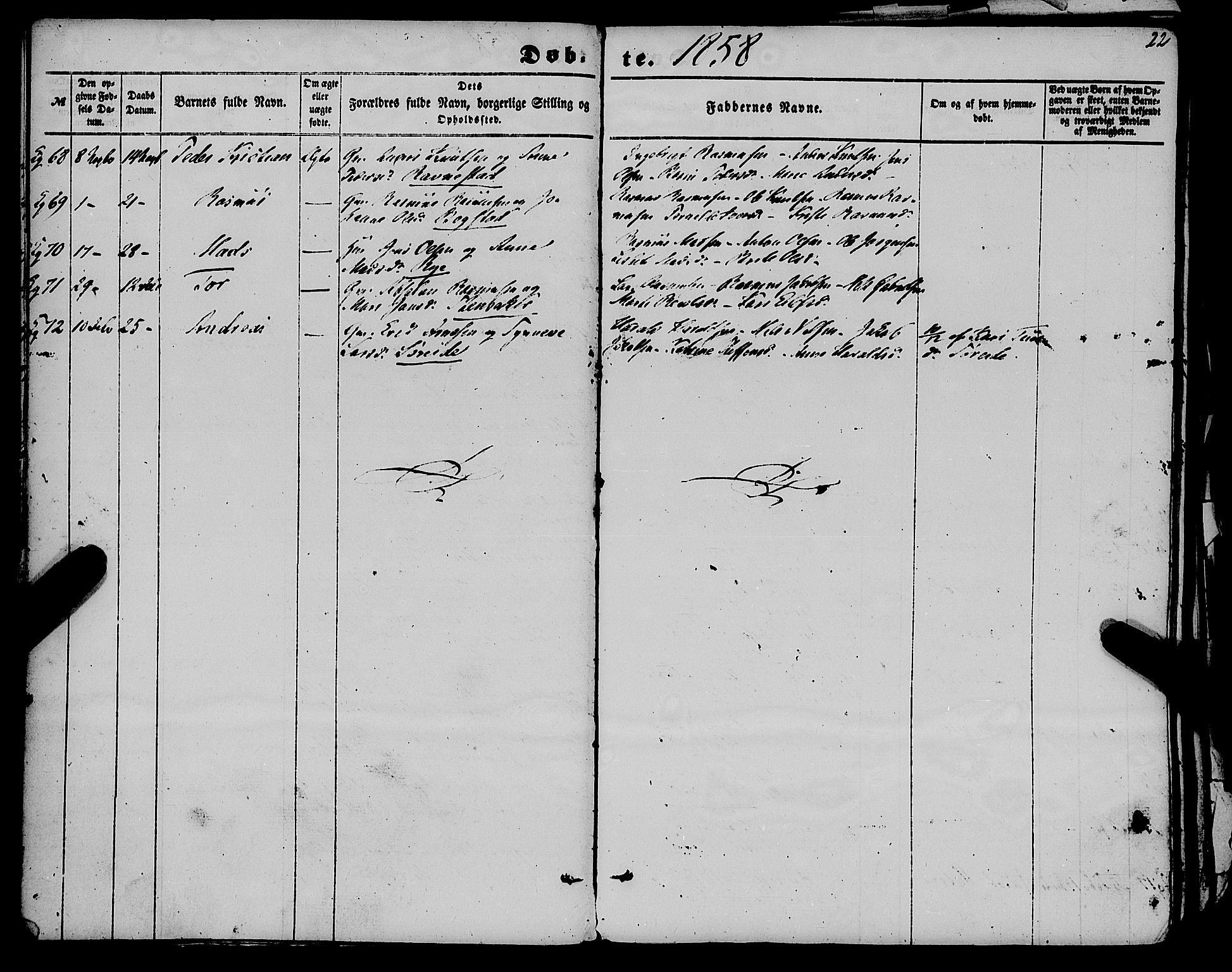 Gloppen sokneprestembete, AV/SAB-A-80101/H/Haa/Haaa/L0009: Parish register (official) no. A 9, 1855-1870, p. 22