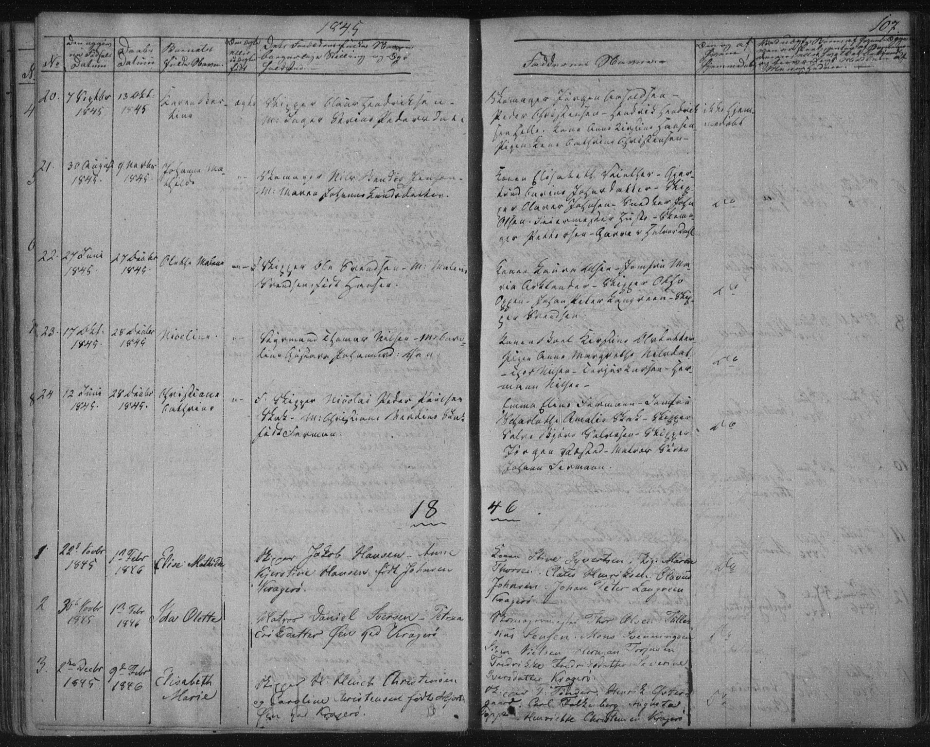Kragerø kirkebøker, SAKO/A-278/F/Fa/L0005: Parish register (official) no. 5, 1832-1847, p. 107