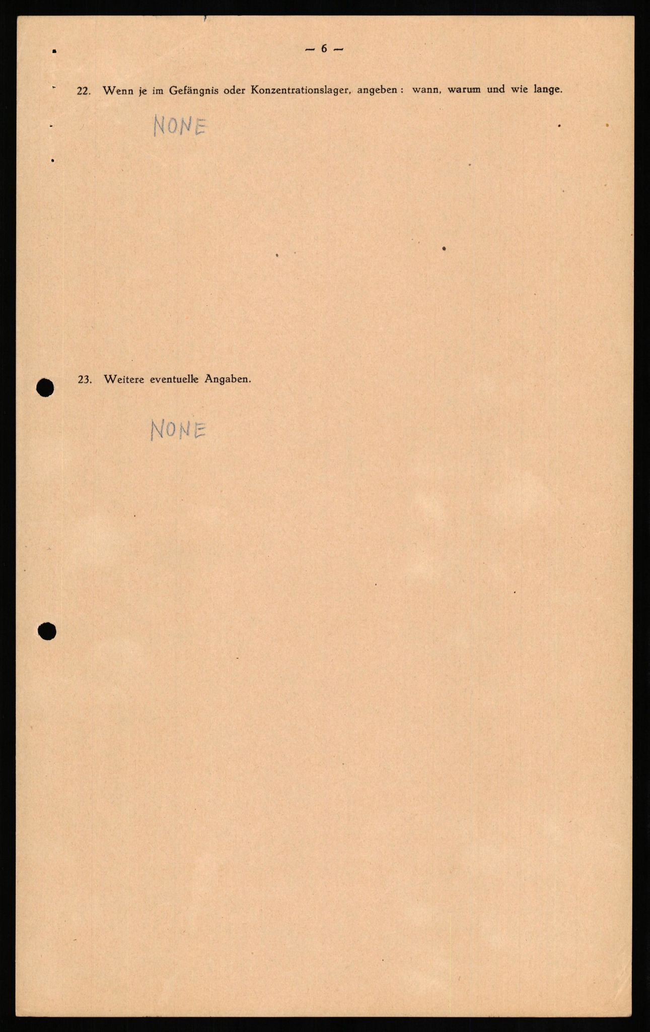 Forsvaret, Forsvarets overkommando II, AV/RA-RAFA-3915/D/Db/L0021: CI Questionaires. Tyske okkupasjonsstyrker i Norge. Tyskere., 1945-1946, p. 7