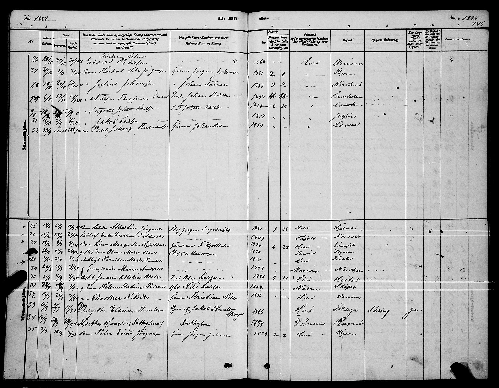 Ministerialprotokoller, klokkerbøker og fødselsregistre - Nordland, AV/SAT-A-1459/834/L0513: Parish register (copy) no. 834C04, 1877-1892, p. 446