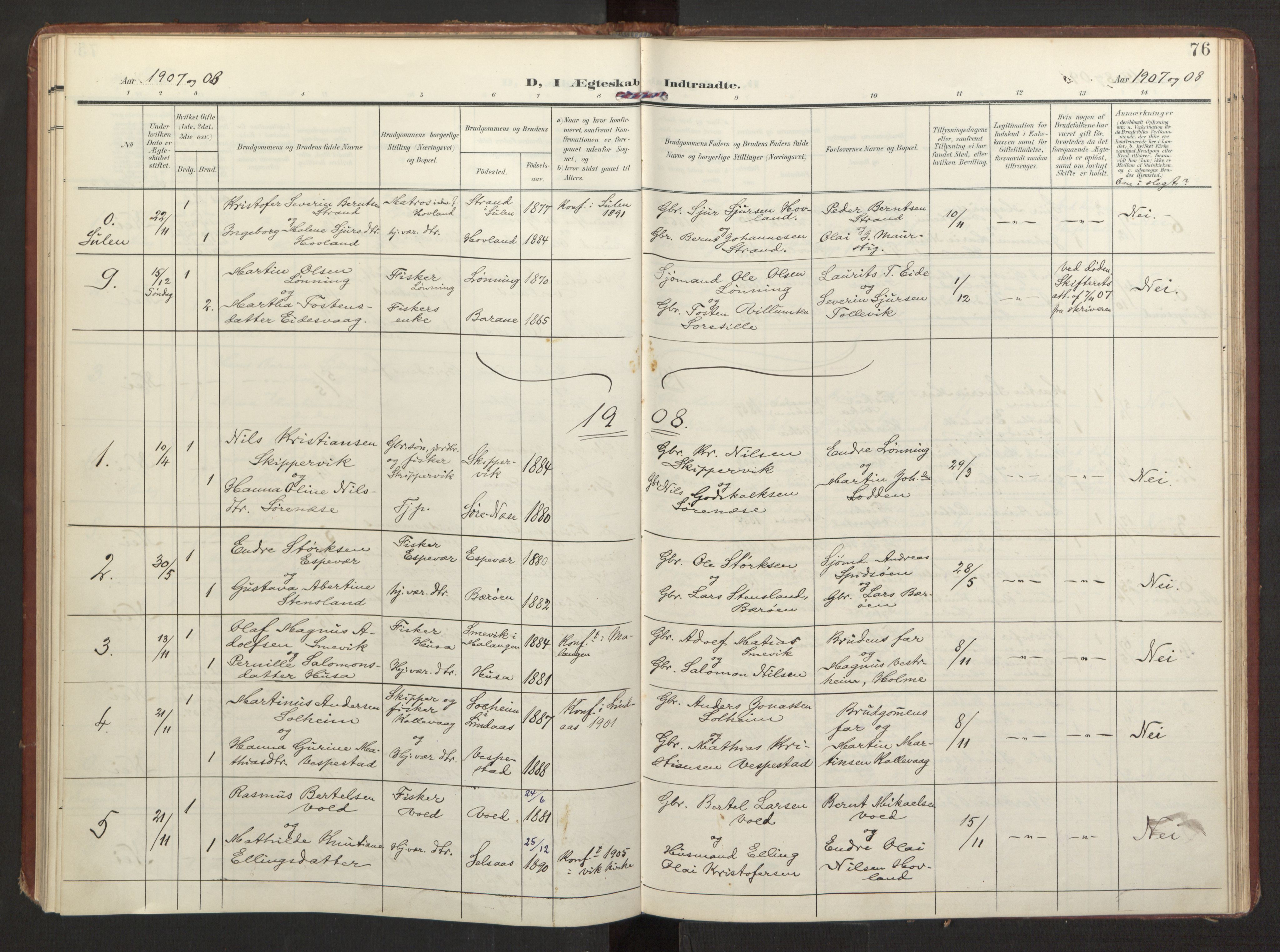 Finnås sokneprestembete, AV/SAB-A-99925/H/Ha/Haa/Haad/L0003: Parish register (official) no. D 3, 1907-1921, p. 76