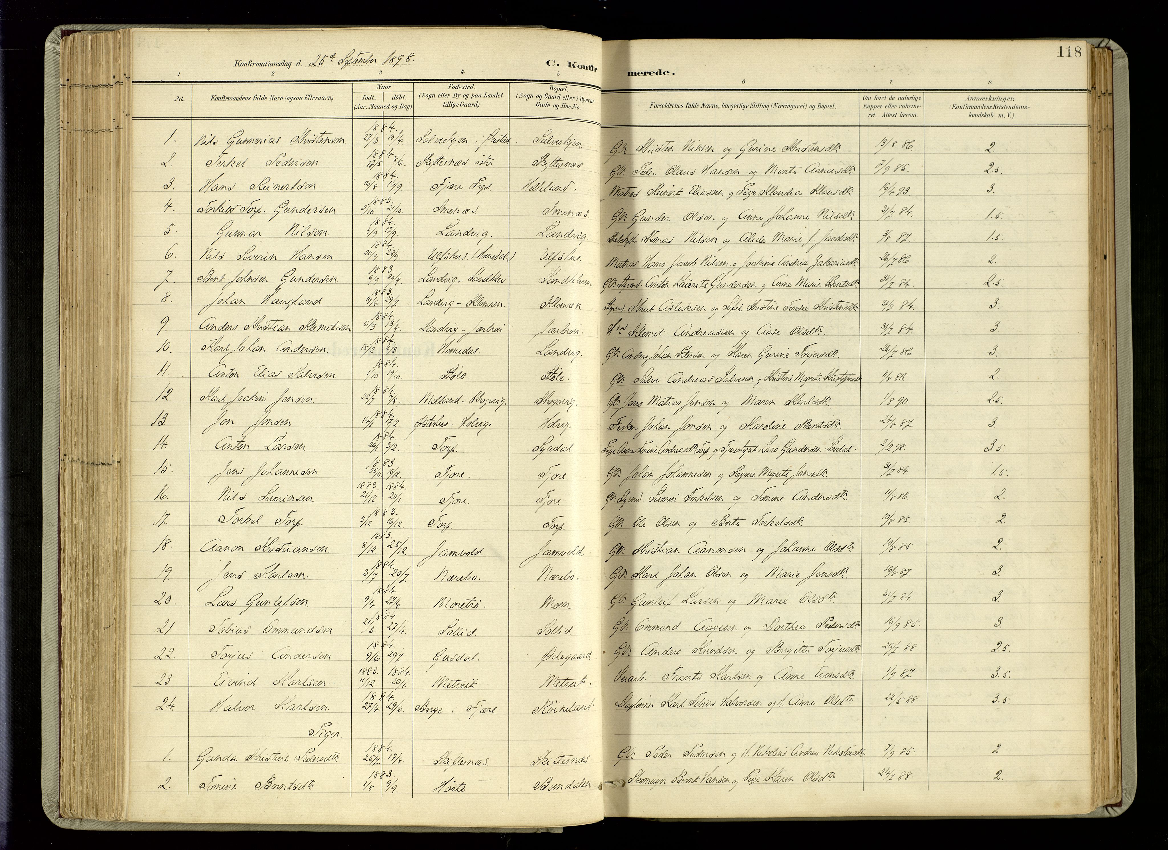 Hommedal sokneprestkontor, SAK/1111-0023/F/Fa/Fab/L0007: Parish register (official) no. A 7, 1898-1924, p. 118