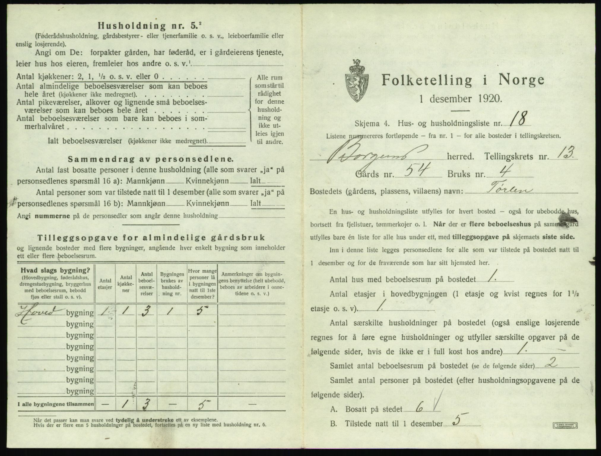 SAT, 1920 census for Borgund, 1920, p. 1284