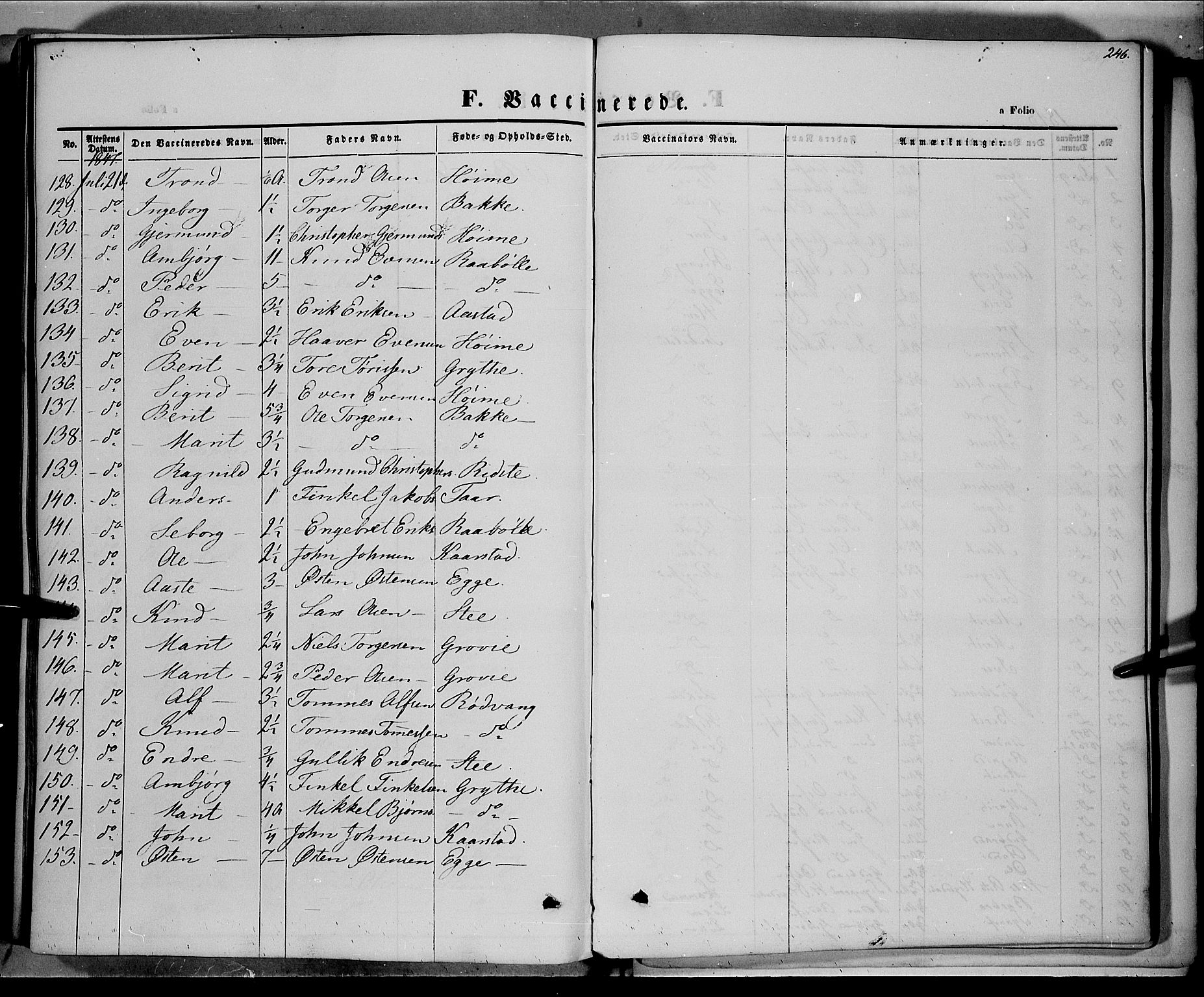 Vestre Slidre prestekontor, AV/SAH-PREST-136/H/Ha/Haa/L0001: Parish register (official) no. 1, 1844-1855, p. 246