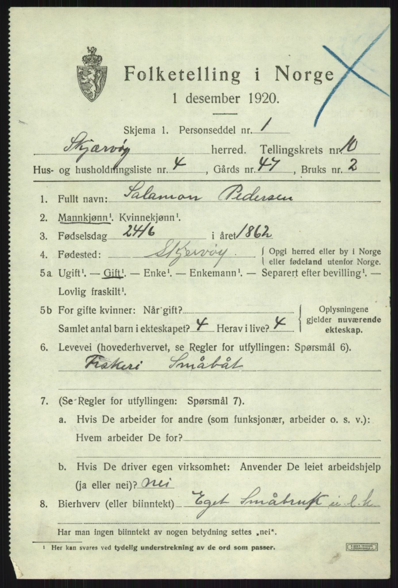 SATØ, 1920 census for Skjervøy, 1920, p. 5433