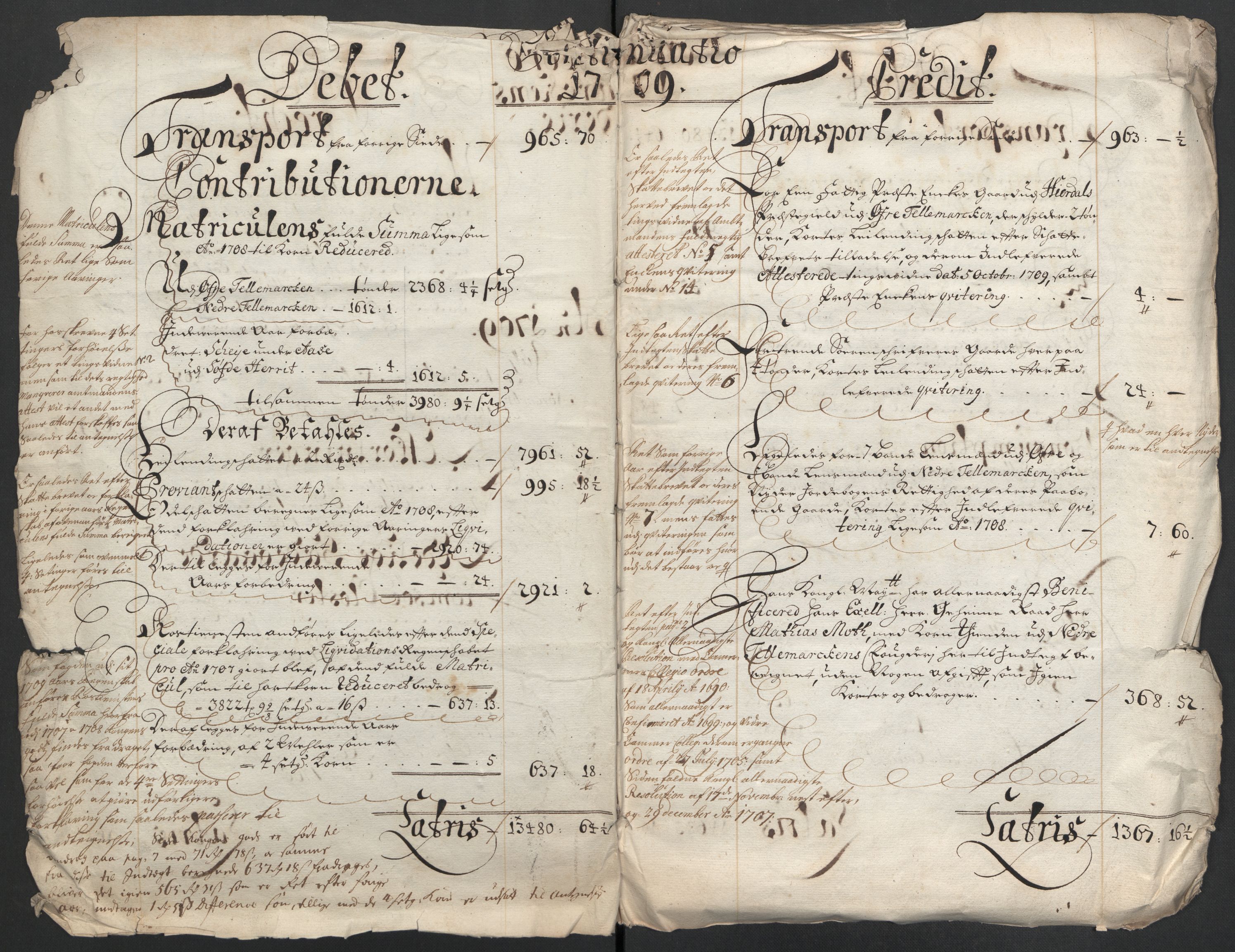 Rentekammeret inntil 1814, Reviderte regnskaper, Fogderegnskap, AV/RA-EA-4092/R36/L2118: Fogderegnskap Øvre og Nedre Telemark og Bamble, 1708-1709, p. 154