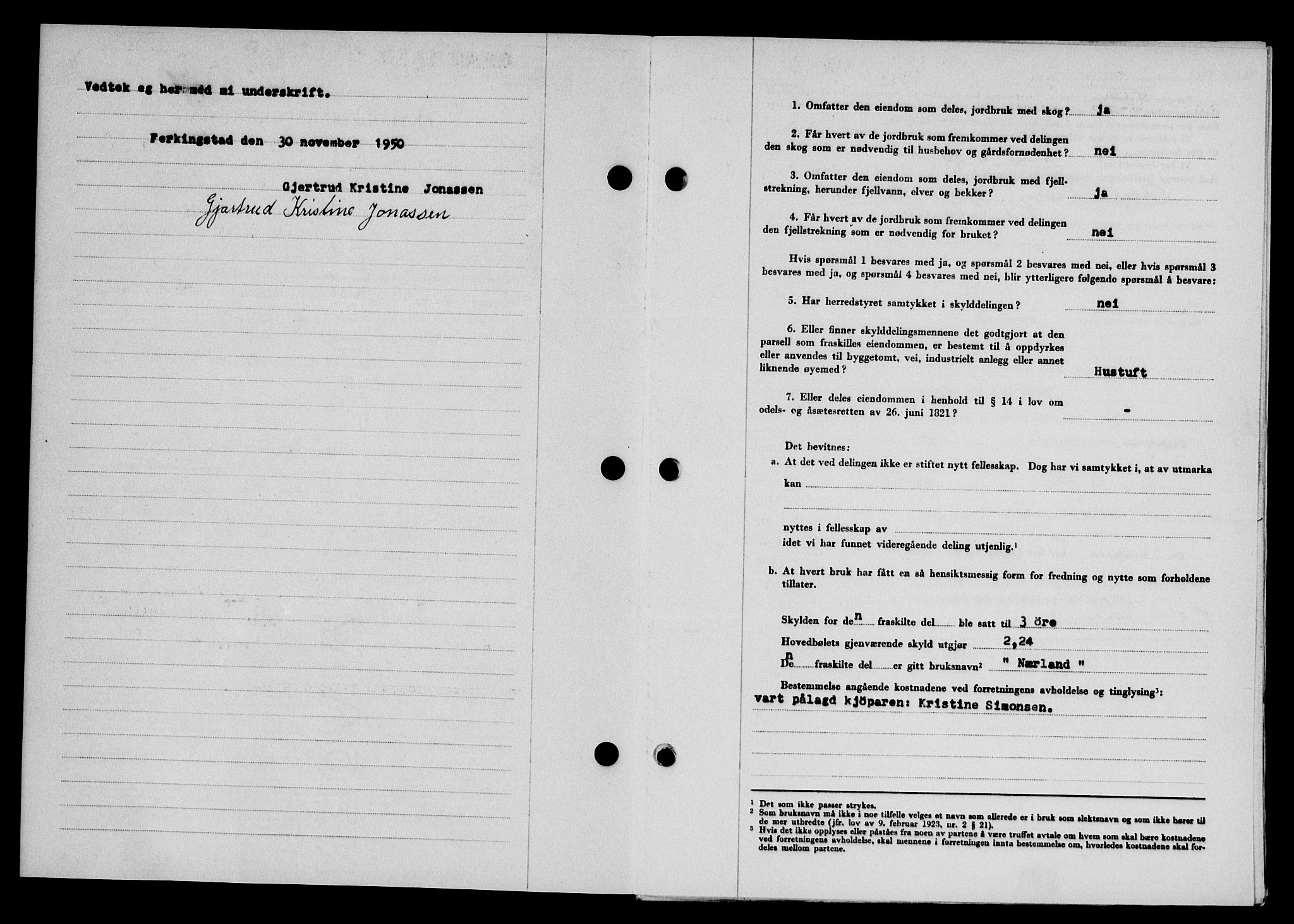 Karmsund sorenskriveri, SAST/A-100311/01/II/IIB/L0101: Mortgage book no. 81A, 1950-1951, Diary no: : 3044/1950