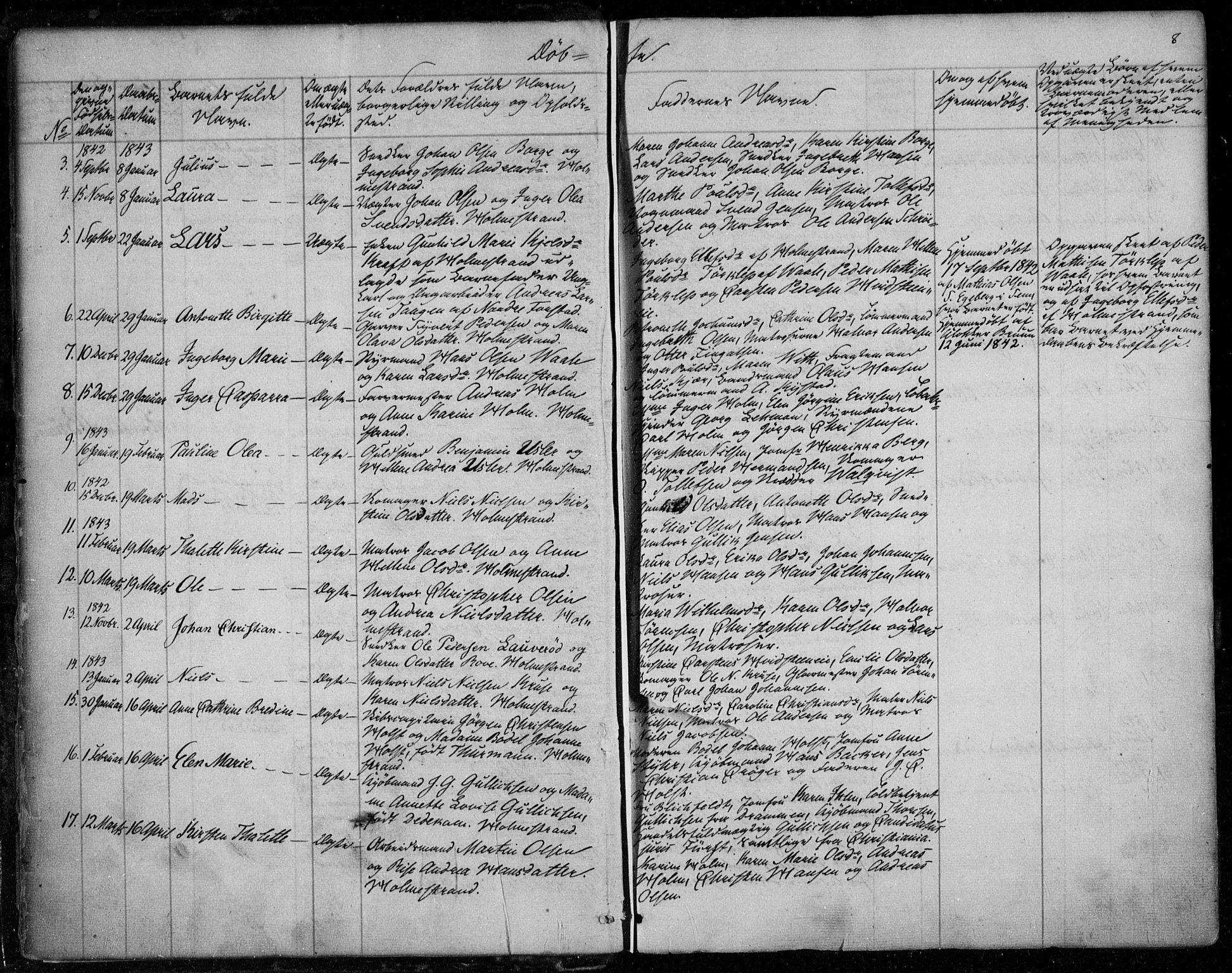 Holmestrand kirkebøker, AV/SAKO-A-346/F/Fa/L0002: Parish register (official) no. 2, 1840-1866, p. 8