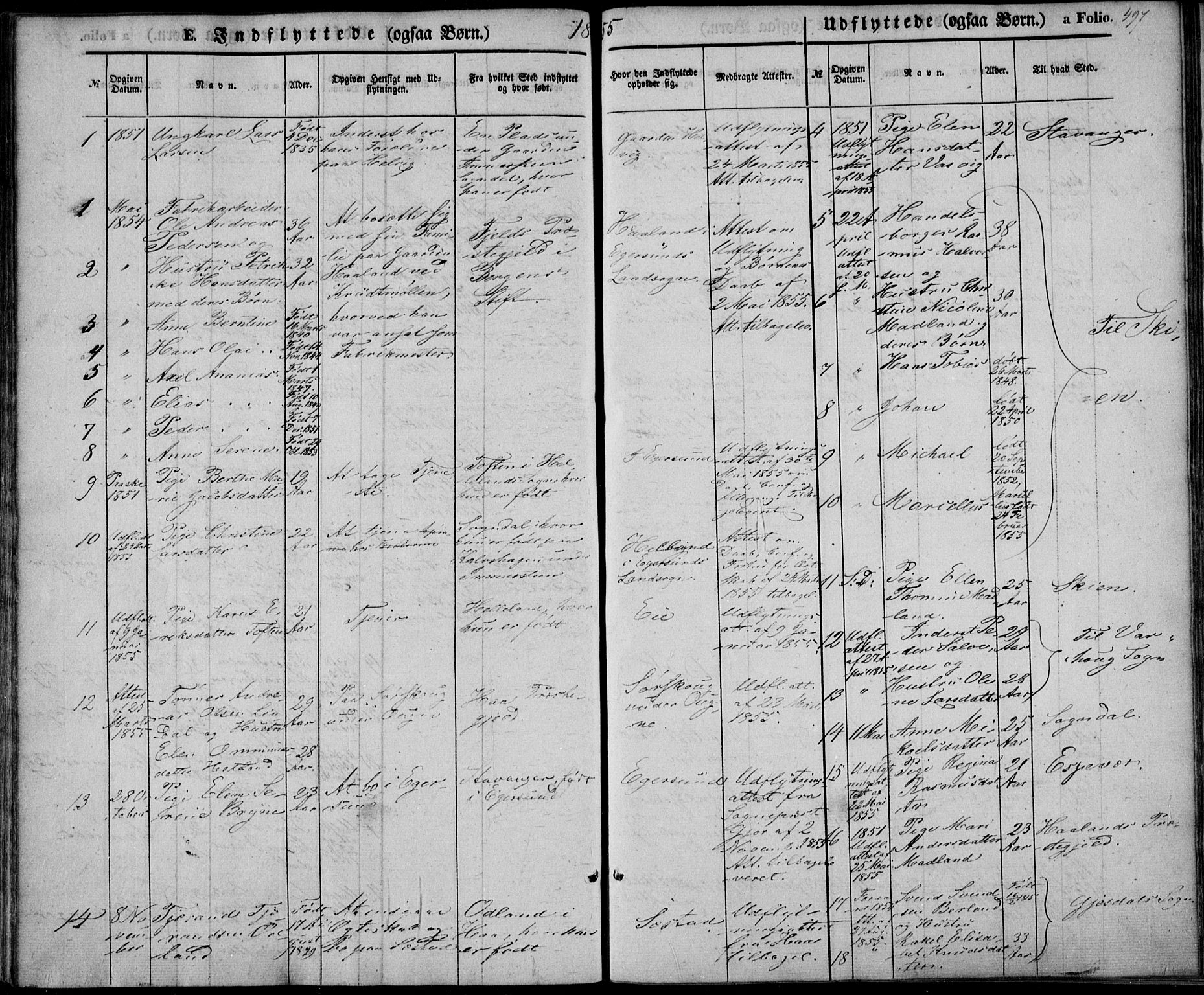 Eigersund sokneprestkontor, SAST/A-101807/S08/L0013: Parish register (official) no. A 12.2, 1850-1865, p. 497