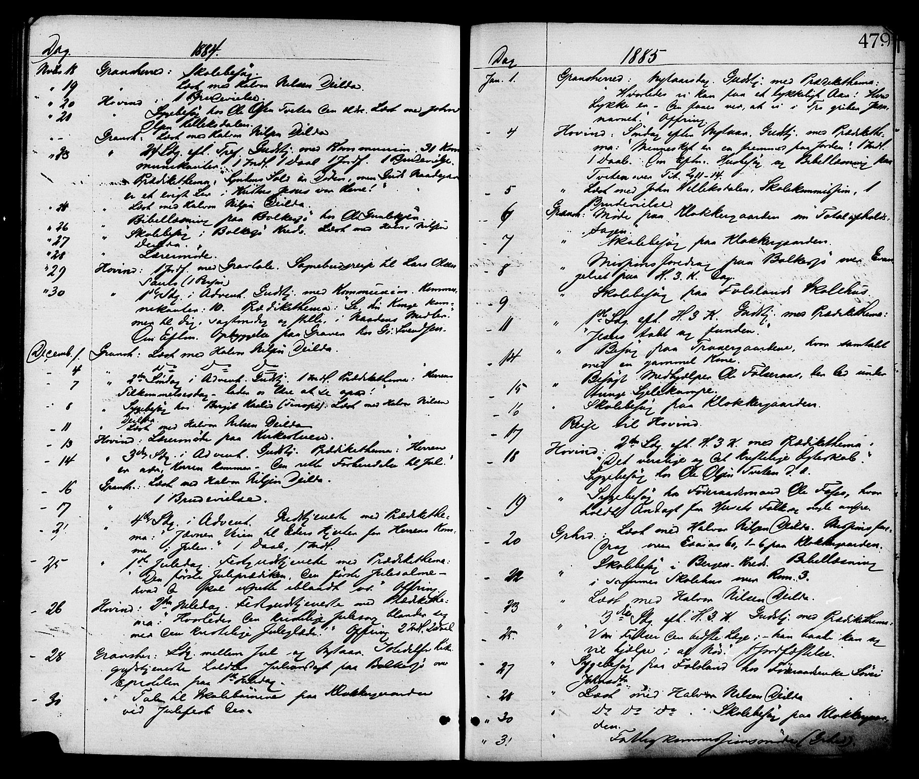 Gransherad kirkebøker, SAKO/A-267/F/Fa/L0004: Parish register (official) no. I 4, 1871-1886, p. 479