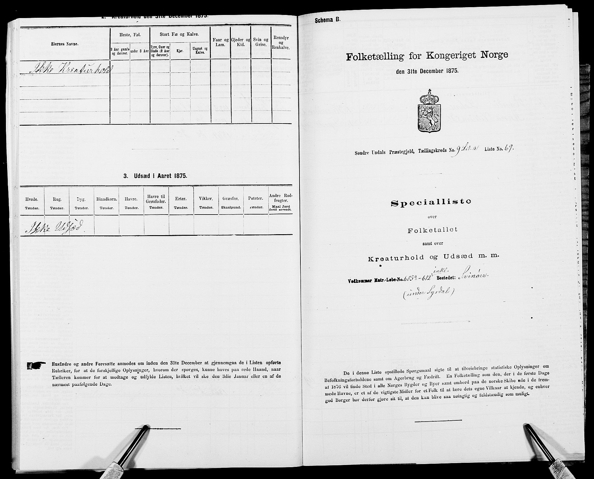 SAK, 1875 census for 1029P Sør-Audnedal, 1875, p. 1303