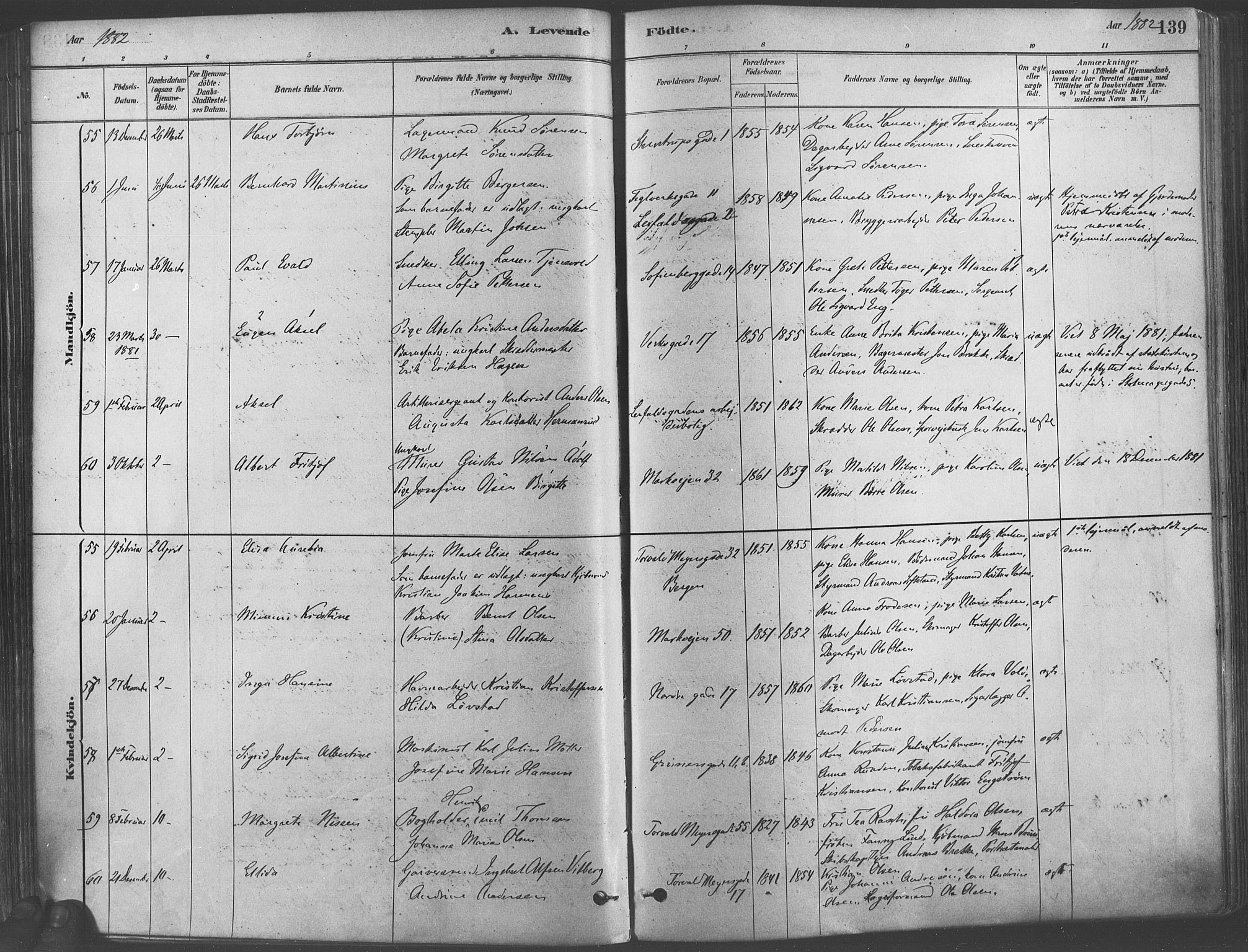 Paulus prestekontor Kirkebøker, AV/SAO-A-10871/F/Fa/L0003: Parish register (official) no. 3, 1879-1887, p. 139