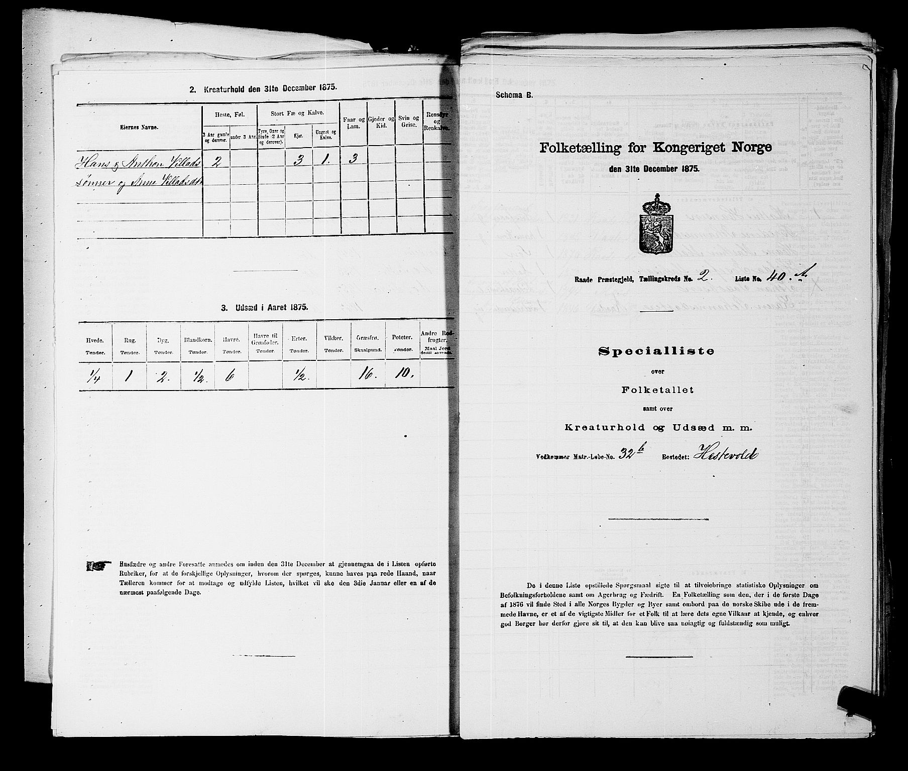 RA, 1875 census for 0135P Råde, 1875, p. 340