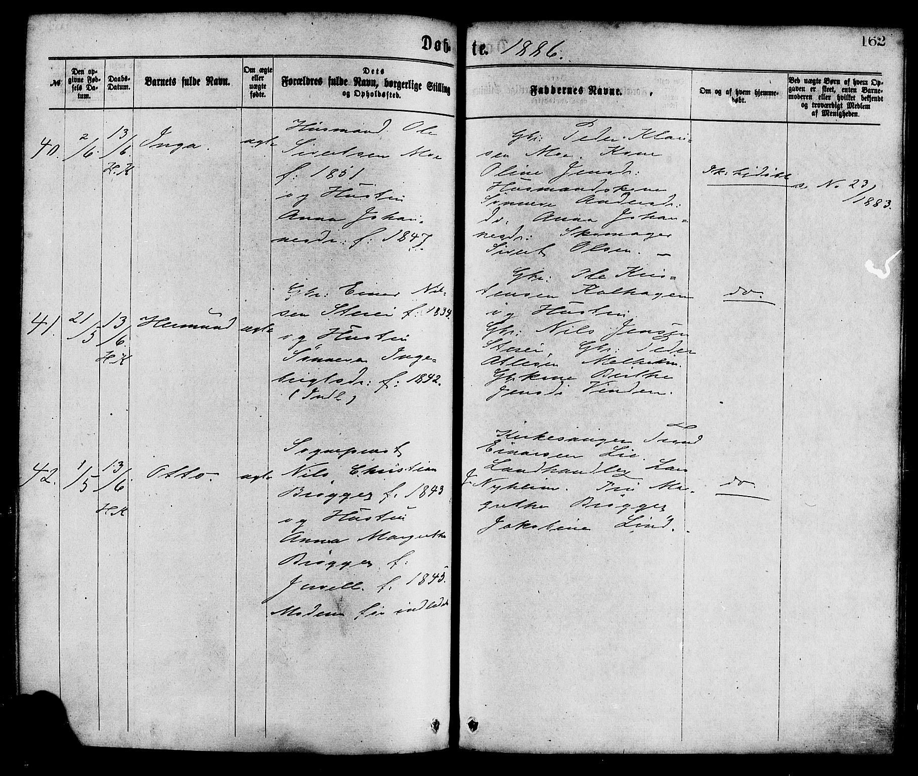 Hafslo sokneprestembete, AV/SAB-A-80301/H/Haa/Haaa/L0011: Parish register (official) no. A 11, 1873-1886, p. 162