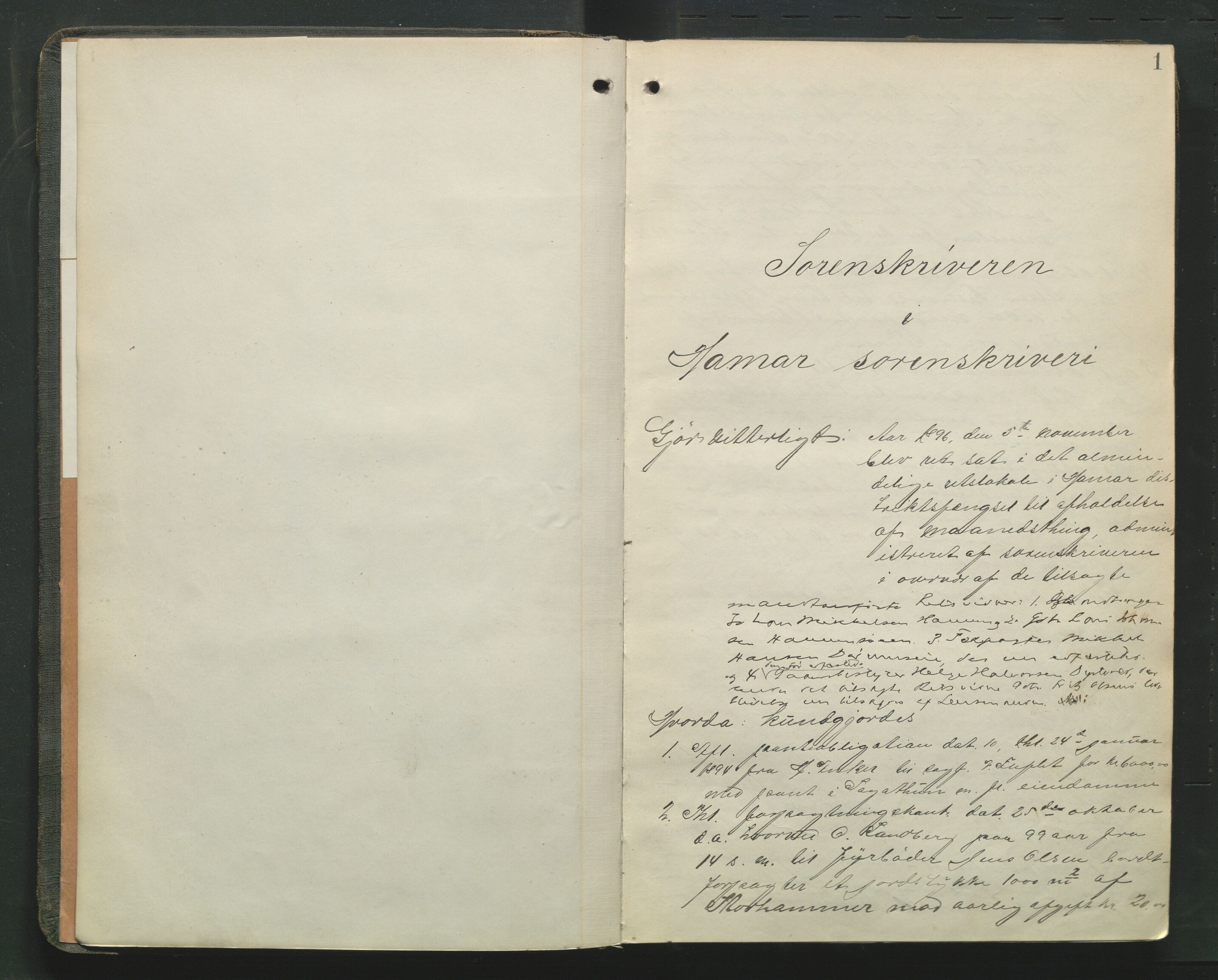 Hamar sorenskriveri, AV/SAH-TING-030/G/Gb/L0004: Tingbok, 1896-1901, p. 1a