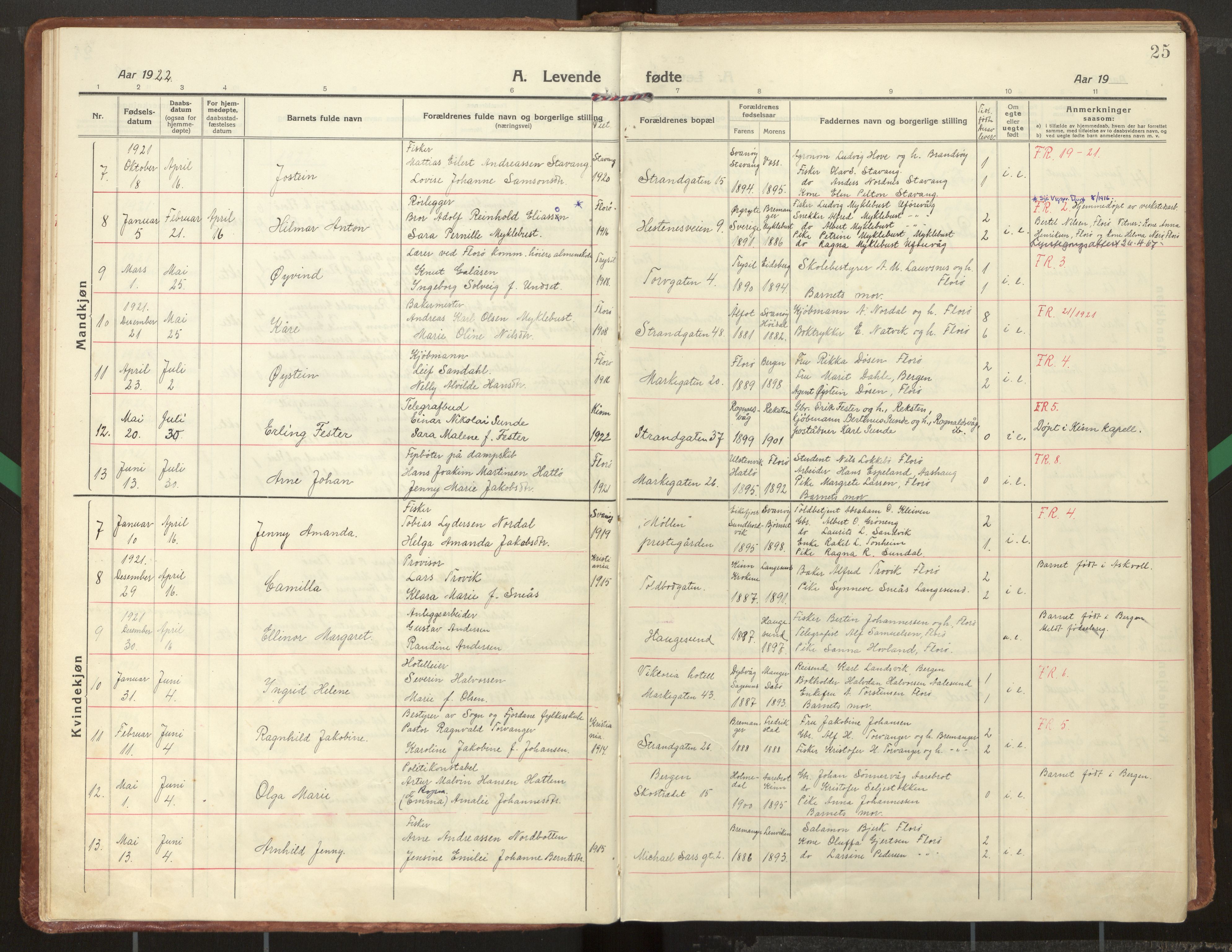 Kinn sokneprestembete, AV/SAB-A-80801/H/Haa/Haac/L0003: Parish register (official) no. C 3, 1917-1934, p. 25