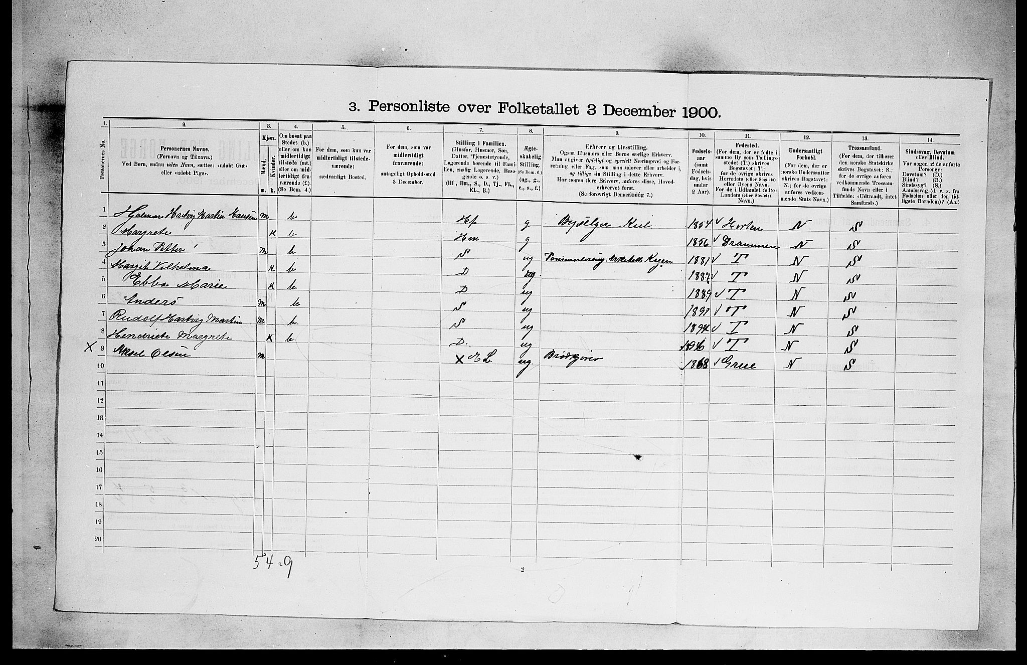 SAO, 1900 census for Kristiania, 1900, p. 7079