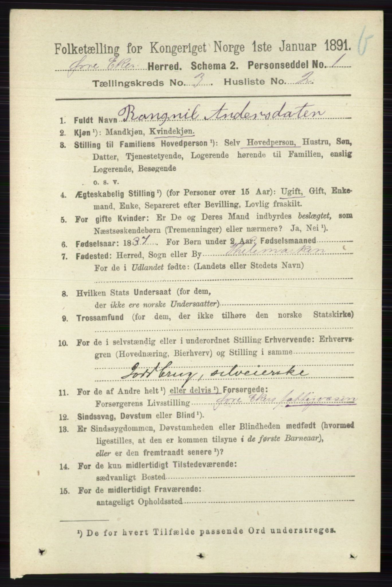 RA, 1891 census for 0624 Øvre Eiker, 1891, p. 9081
