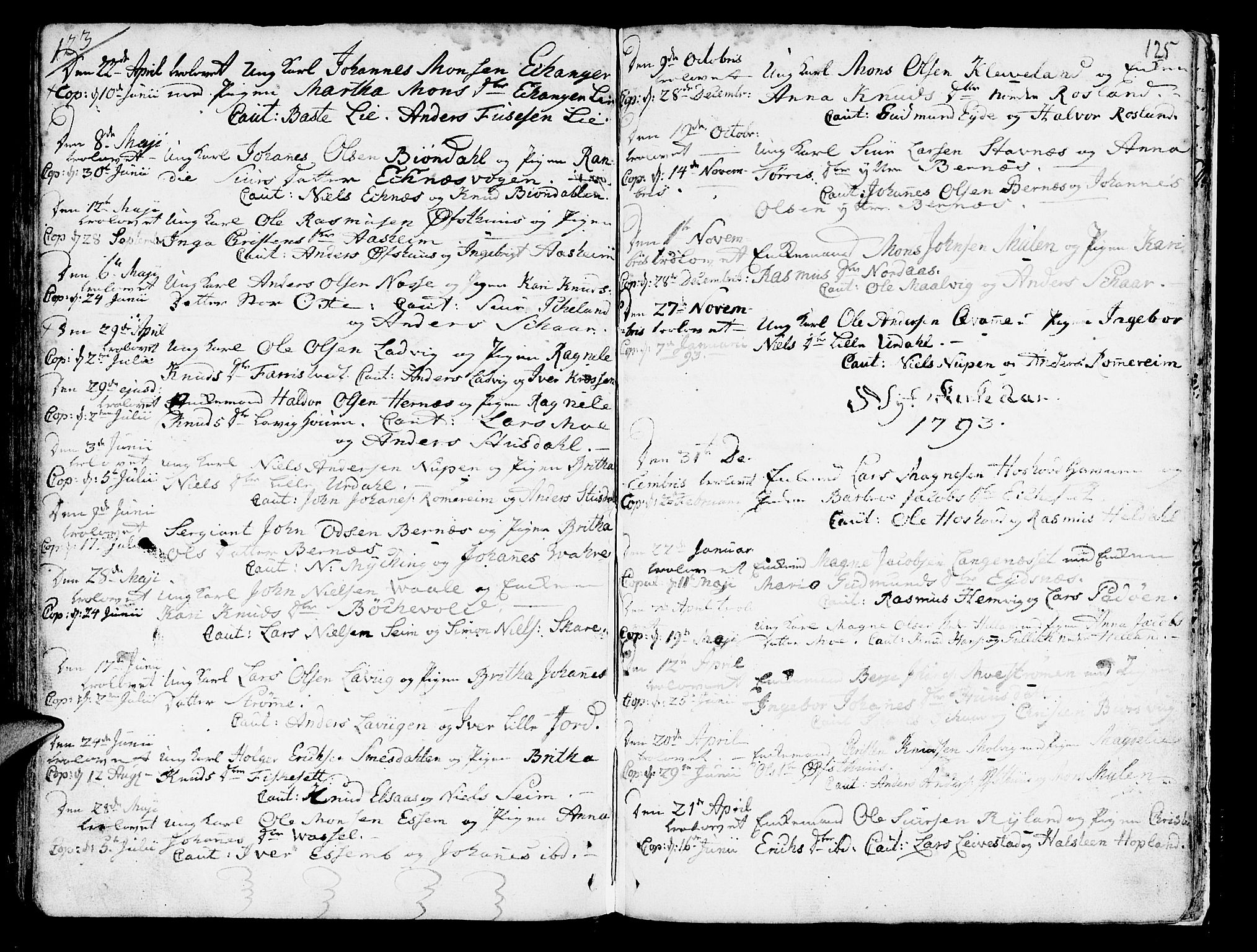 Hosanger sokneprestembete, SAB/A-75801/H/Haa: Parish register (official) no. A 2 /1, 1766-1793, p. 125