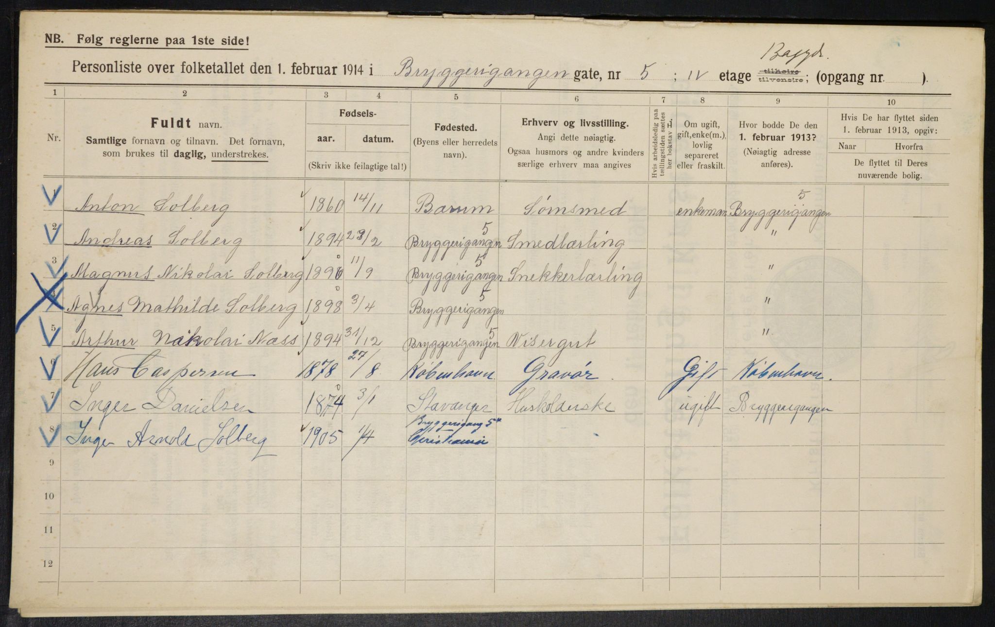 OBA, Municipal Census 1914 for Kristiania, 1914, p. 10286