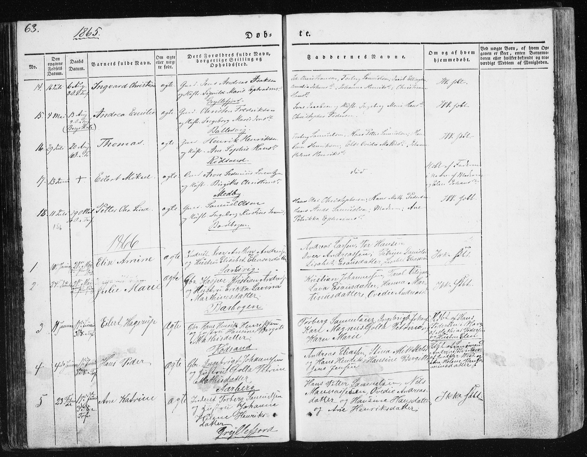 Berg sokneprestkontor, SATØ/S-1318/G/Ga/Gab/L0011klokker: Parish register (copy) no. 11, 1833-1878, p. 63