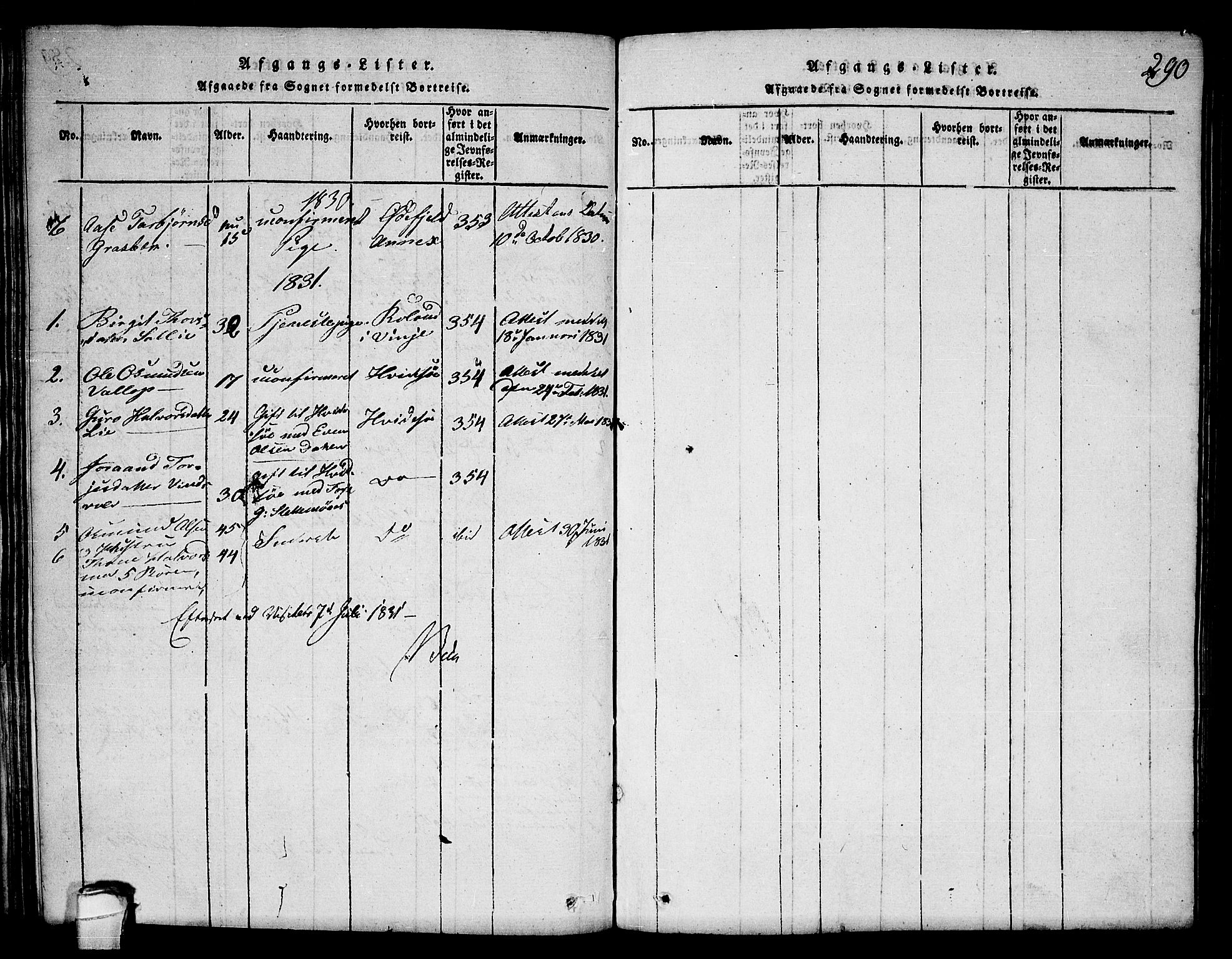 Seljord kirkebøker, SAKO/A-20/F/Fc/L0001: Parish register (official) no. III 1, 1815-1831, p. 290