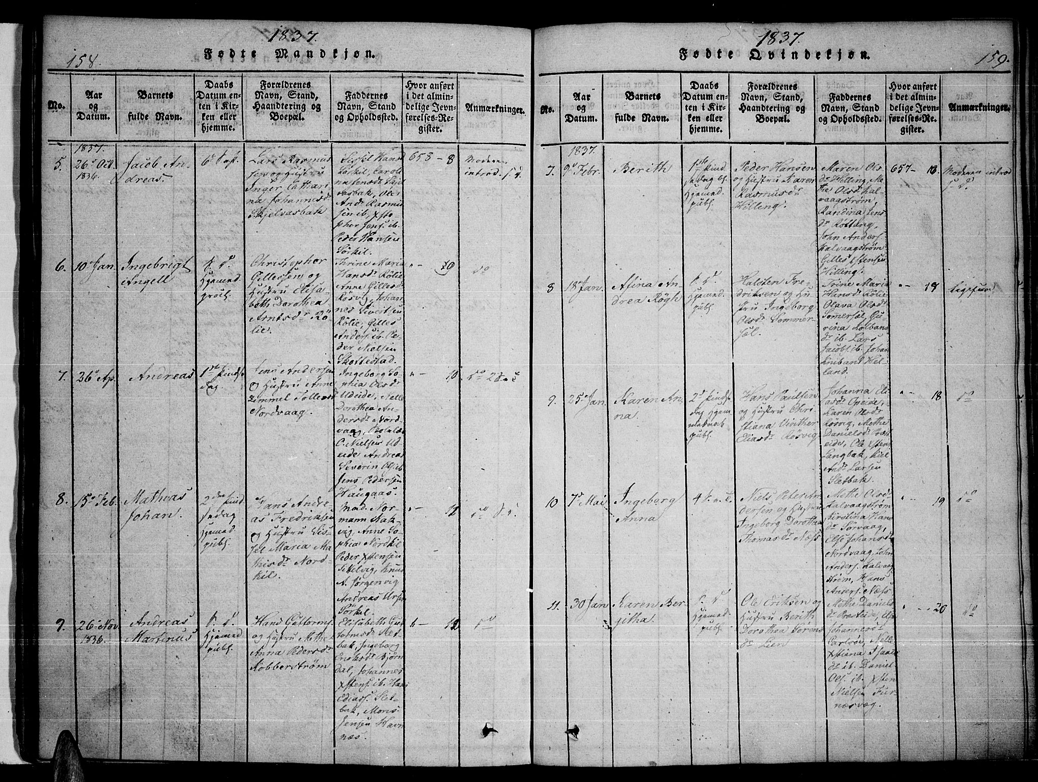 Ministerialprotokoller, klokkerbøker og fødselsregistre - Nordland, AV/SAT-A-1459/859/L0842: Parish register (official) no. 859A02, 1821-1839, p. 158-159