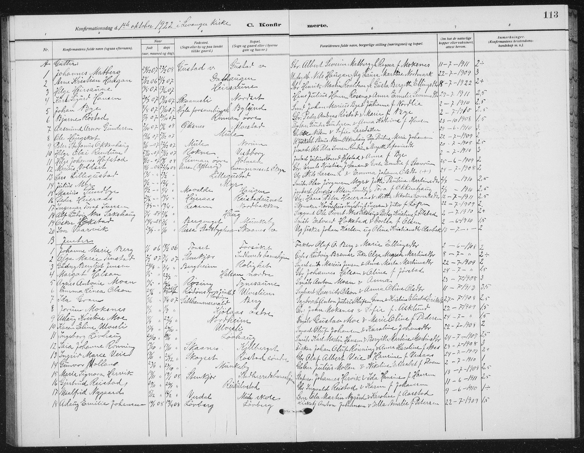 Ministerialprotokoller, klokkerbøker og fødselsregistre - Nord-Trøndelag, SAT/A-1458/721/L0209: Parish register (copy) no. 721C02, 1918-1940, p. 113