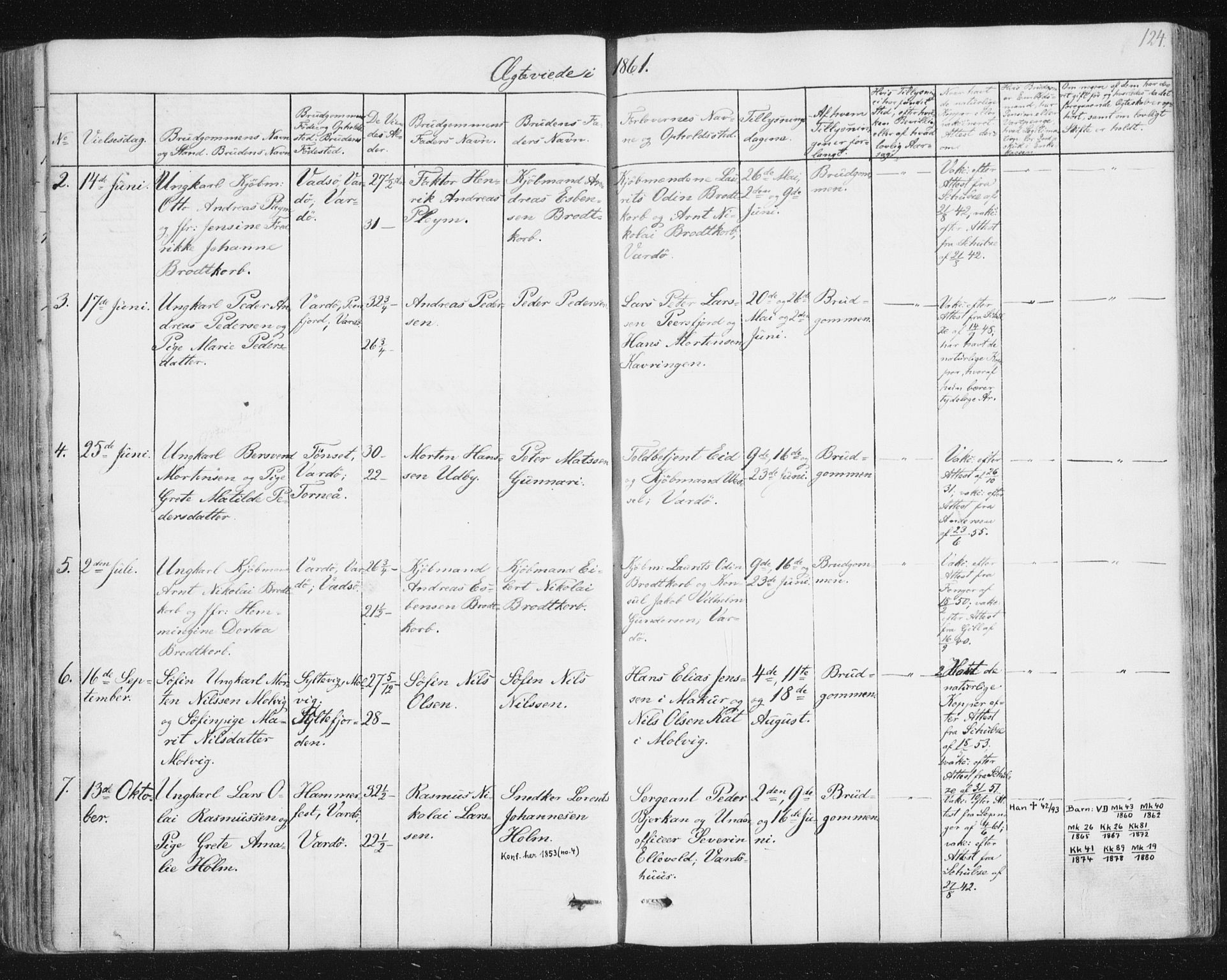 Vardø sokneprestkontor, AV/SATØ-S-1332/H/Ha/L0003kirke: Parish register (official) no. 3, 1843-1861, p. 124