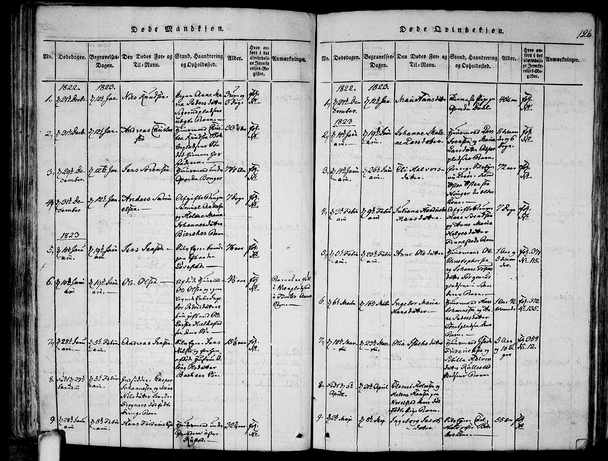 Kråkstad prestekontor Kirkebøker, SAO/A-10125a/F/Fa/L0003: Parish register (official) no. I 3, 1813-1824, p. 126