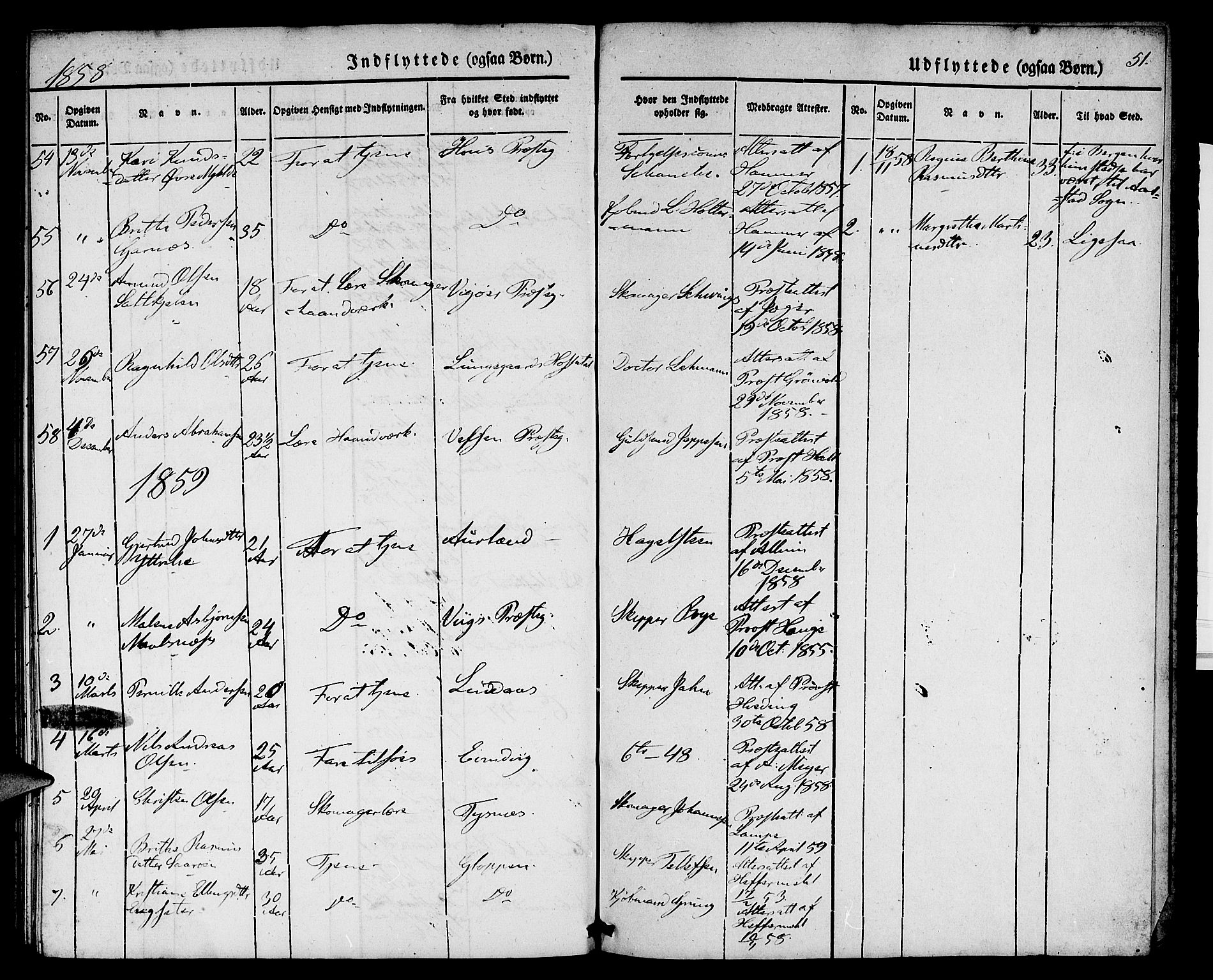 Nykirken Sokneprestembete, SAB/A-77101/H/Hab: Parish register (copy) no. F 1, 1837-1859, p. 51